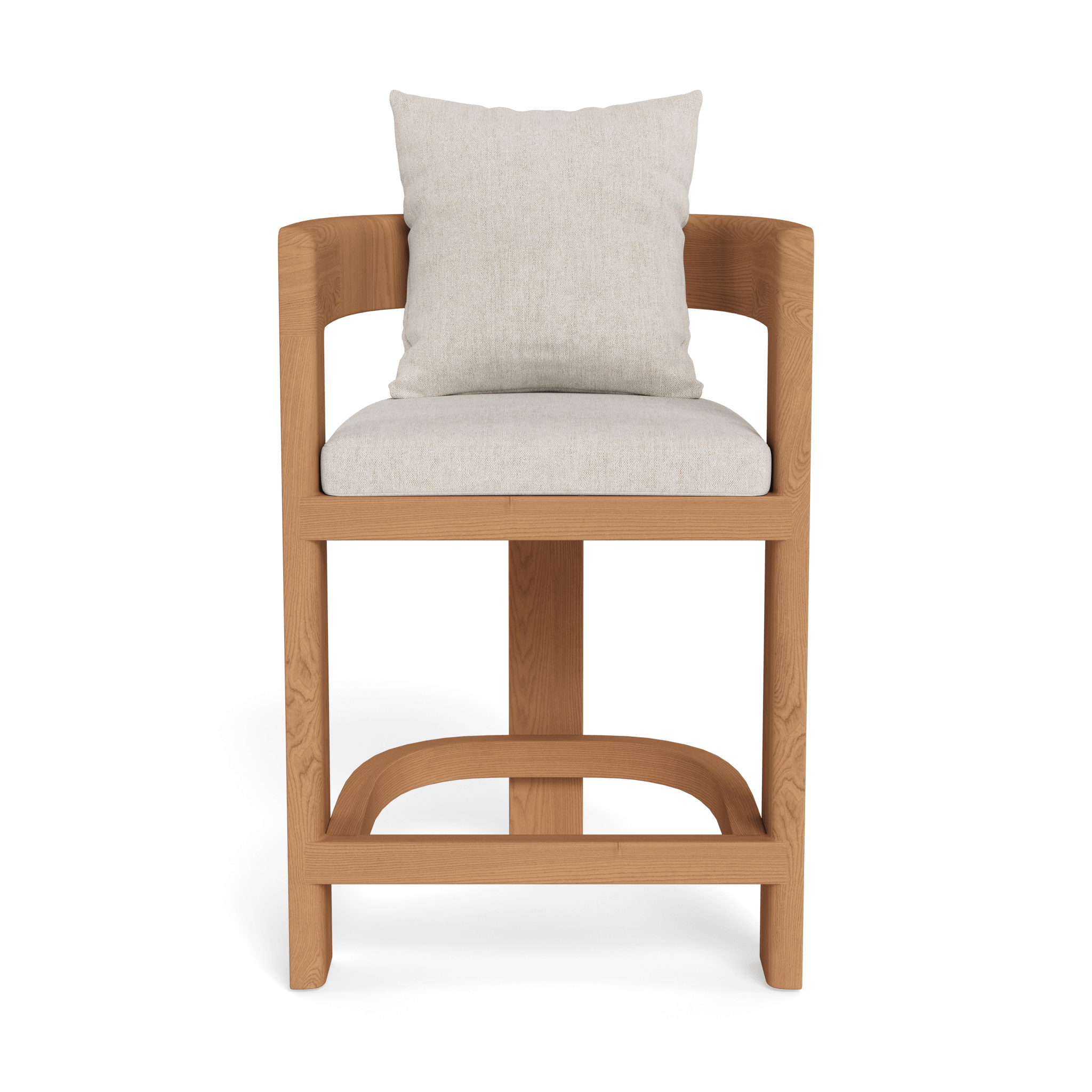Victoria Teak Counter Stool - Solid Teak Wood Bar Stool with Back Support, 24