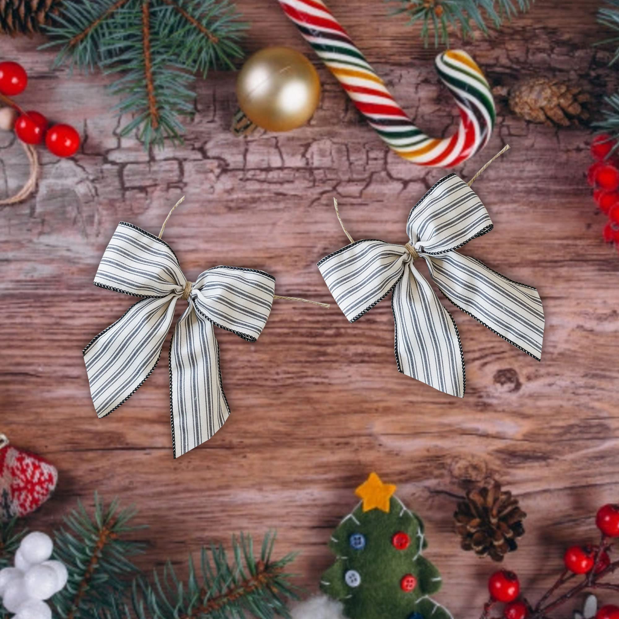 Black & White Striped Wired Ribbon - 2.5