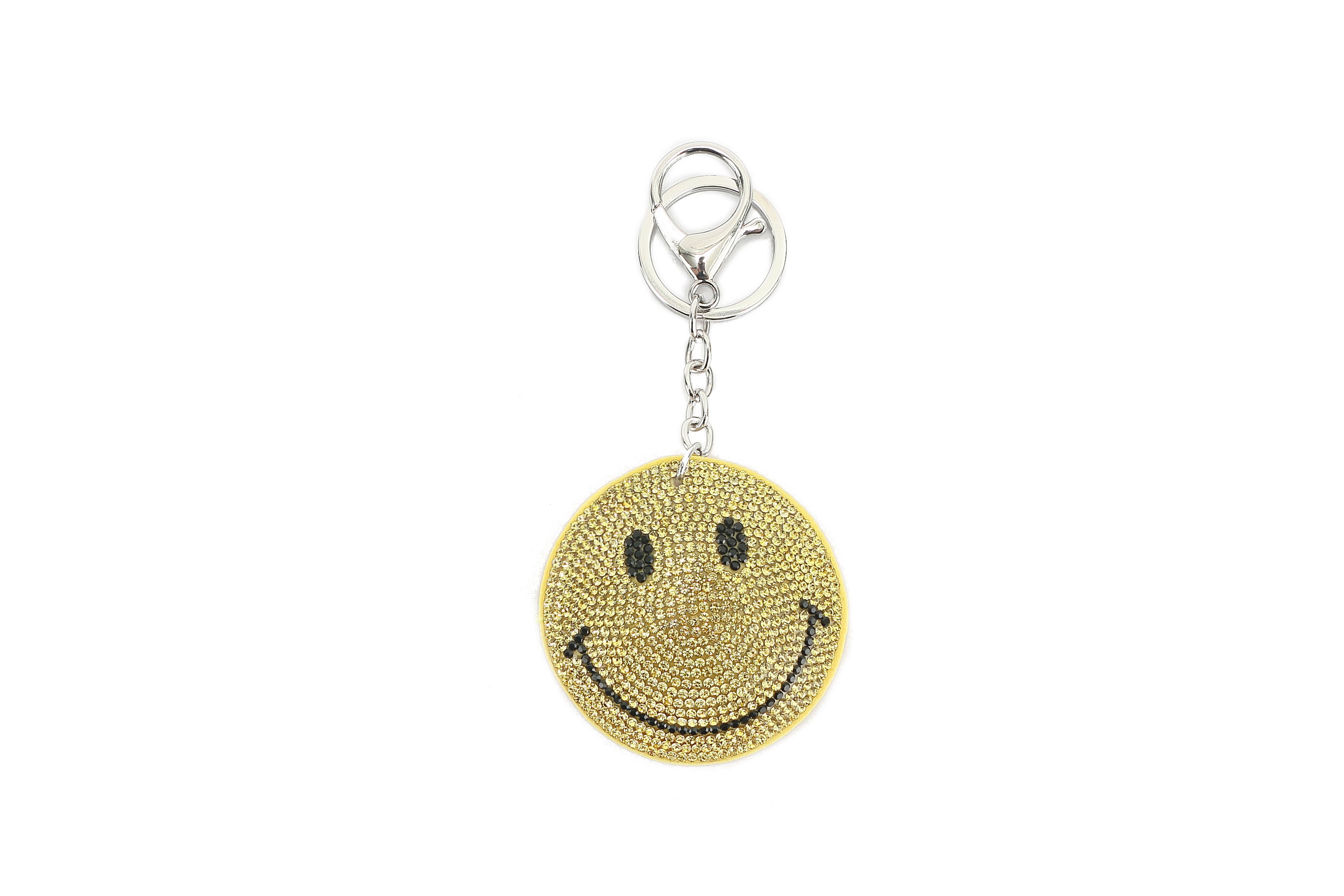 Crystal Smiley Face Yellow Bag Charm - Cute & Stylish Accessory for Handbags, Backpacks, and Keychains | Perfect Gift for Women & Girls