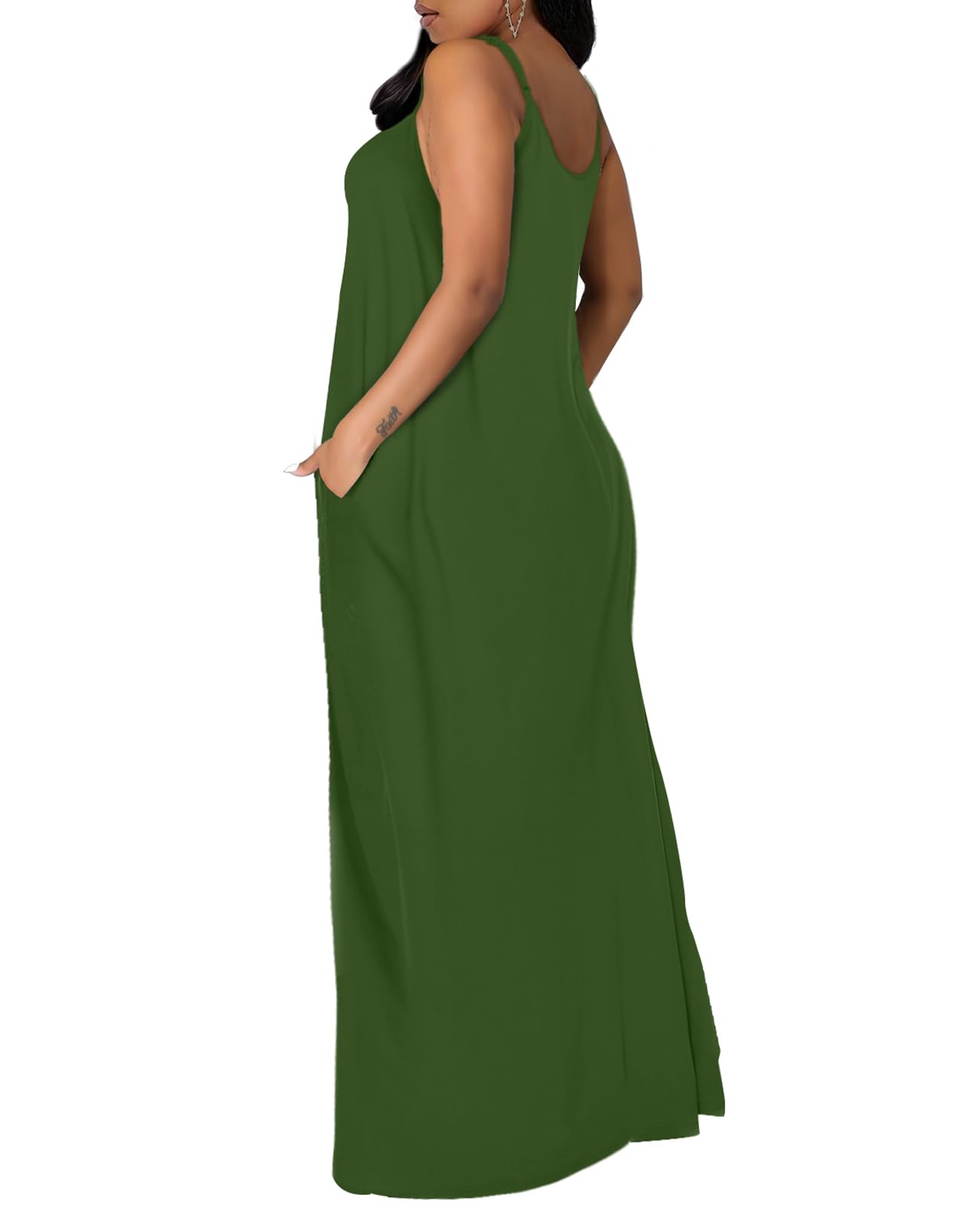 OFEEFAN Women's Summer Maxi Dress - Spaghetti Strap Flowy Long Dress with Pockets | Beach Cover Up, Vacation Outfit, Casual Sundress for Outdoor Activities