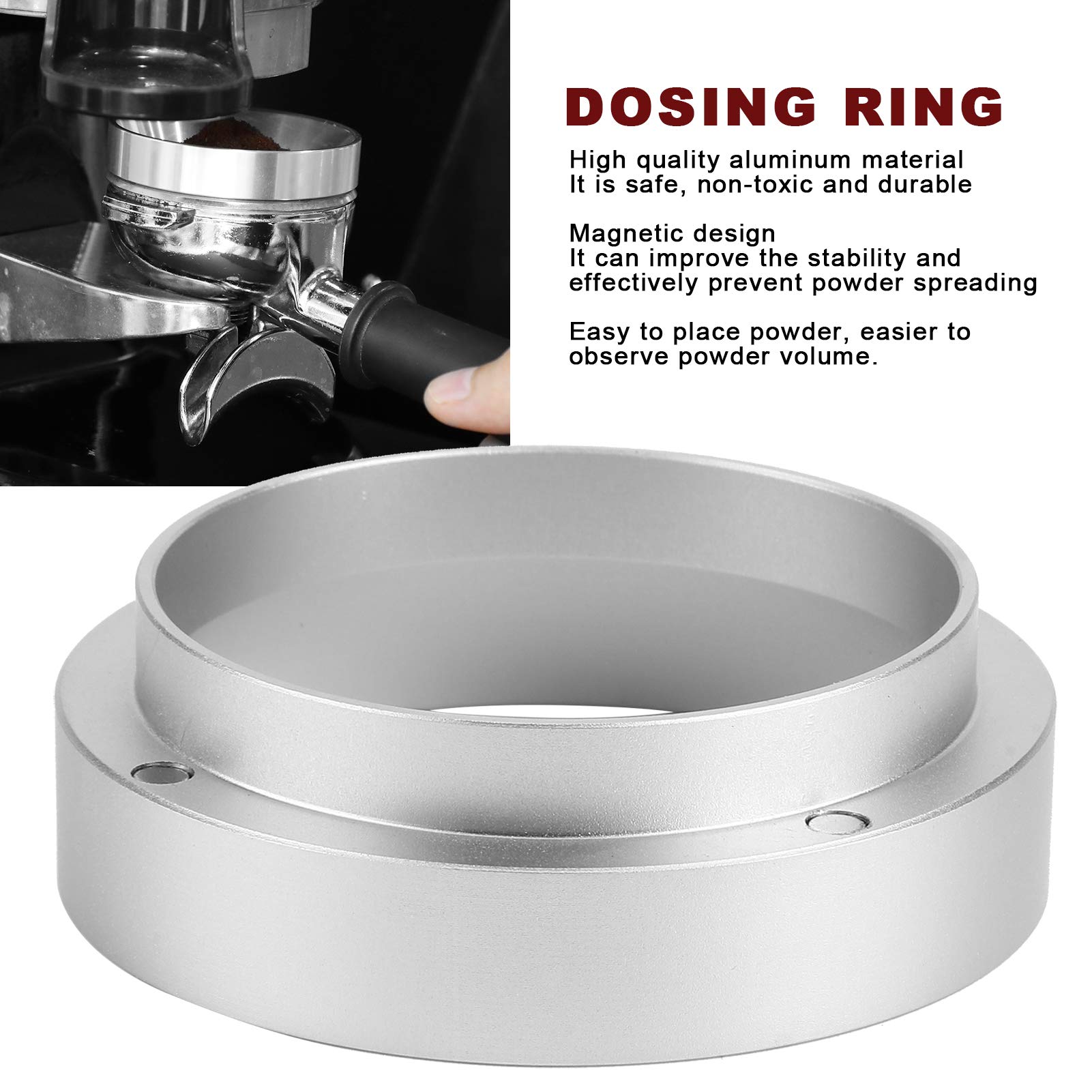 Premium Magnetic Silver Coffee Dosing Ring & Funnel (58mm) - Perfect for Espresso, Pour Over & Home Baristas | Essential Coffee Accessories for Office & Kitchen Use