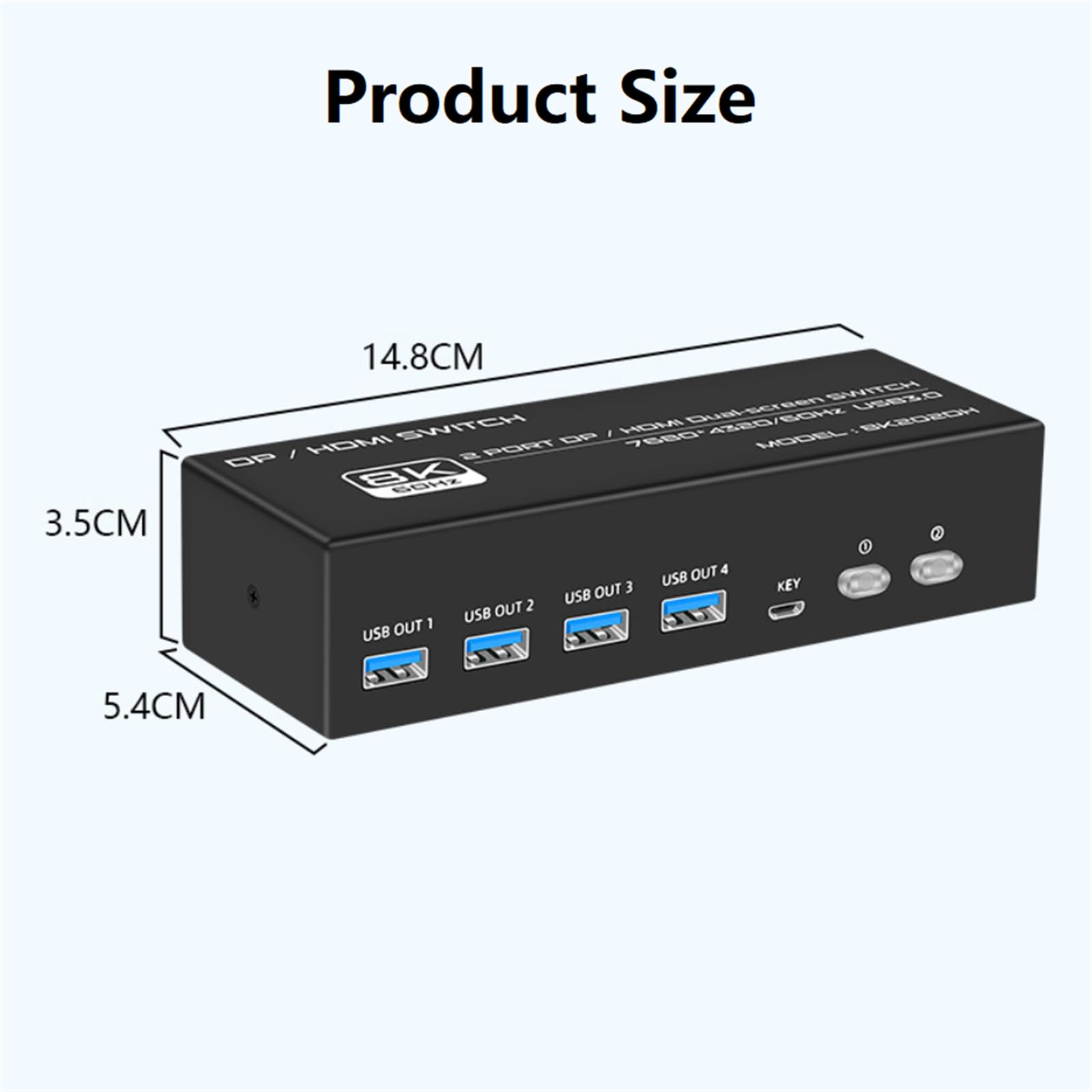 WANSUPYIN 2x2 KVM Switch Dual Monitor 8K@60Hz DisplayPort 1.4 - 2 in 2 Out HDMI DP KVM Switch for 2 Computers Sharing 2 Monitors - Perfect for Home Office, Gaming Setup & Multi-Tasking Workspaces