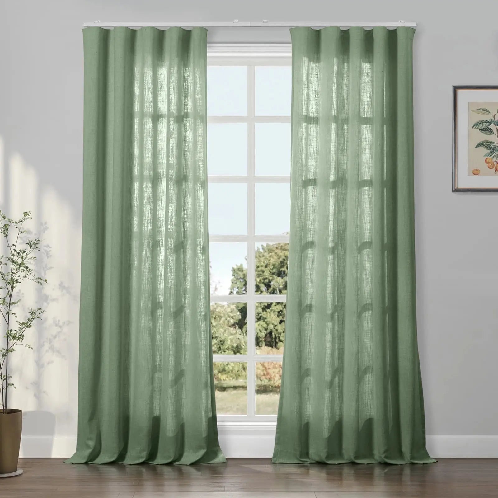 Liz Linen Ripple Fold Drapery Curtains - Elegant Window Treatments for Living Room & Bedroom Decor