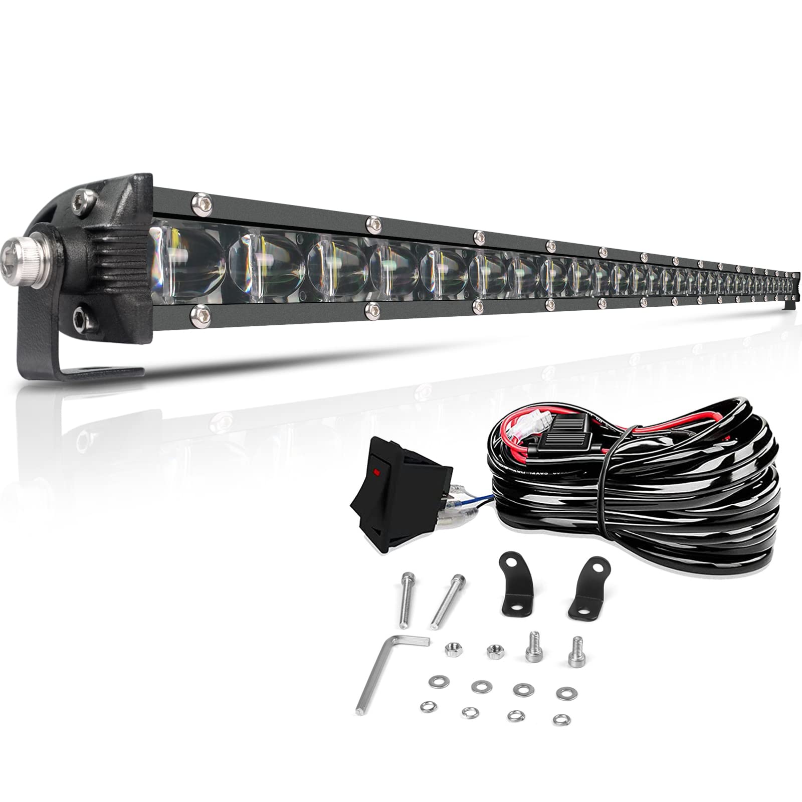 32-Inch Single-Row LED Light Bar - Slim Offroad Driving Lights with 6D Reflectors (Combo Beam) for Trucks, Cars, SUVs, ATVs, UTVs, Boats & Cabins | Perfect for Night Off-Roading, Camping & Emergency Lighting