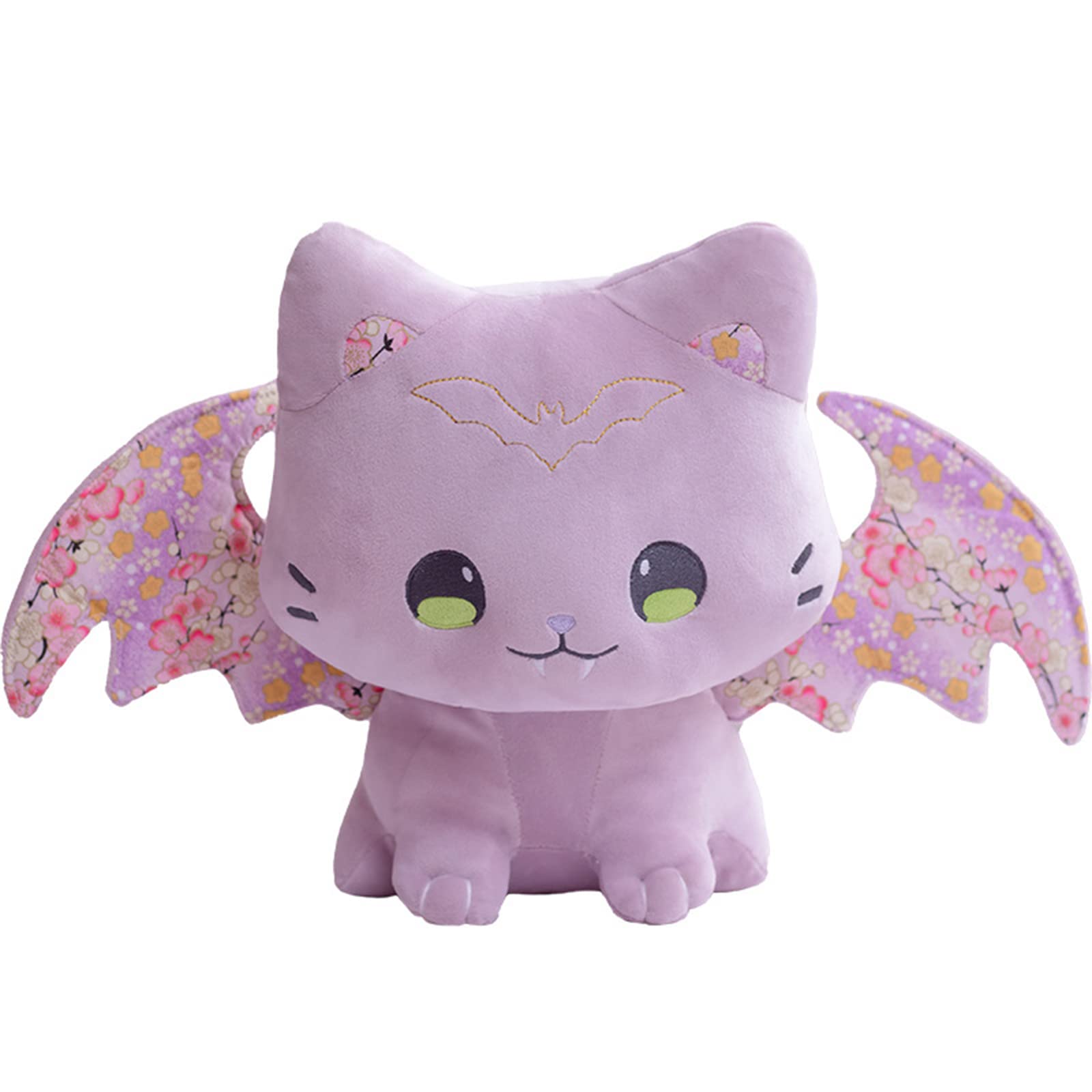 Cute Sakura Wings Pink Cat Bat Plush Toy - 16inch Halloween Stuffed Animal with Bat Wings for Kids & Adults - Perfect Gift & Home Decor for Halloween, Birthday Parties & Anime Lovers (Purple)