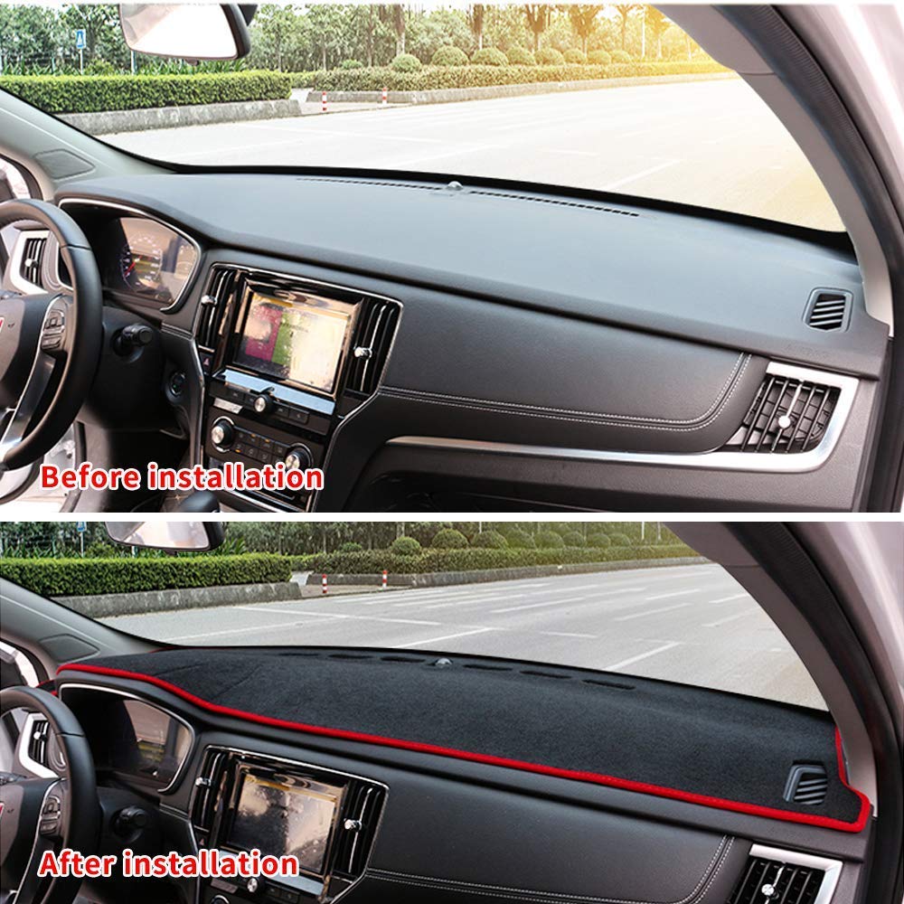SureKit Custom Fit Dash Cover for Kia Soul 2014-2020 | UV Protection Dashboard Mat | Red Stitching | Perfect for Sun Protection & Interior Preservation
