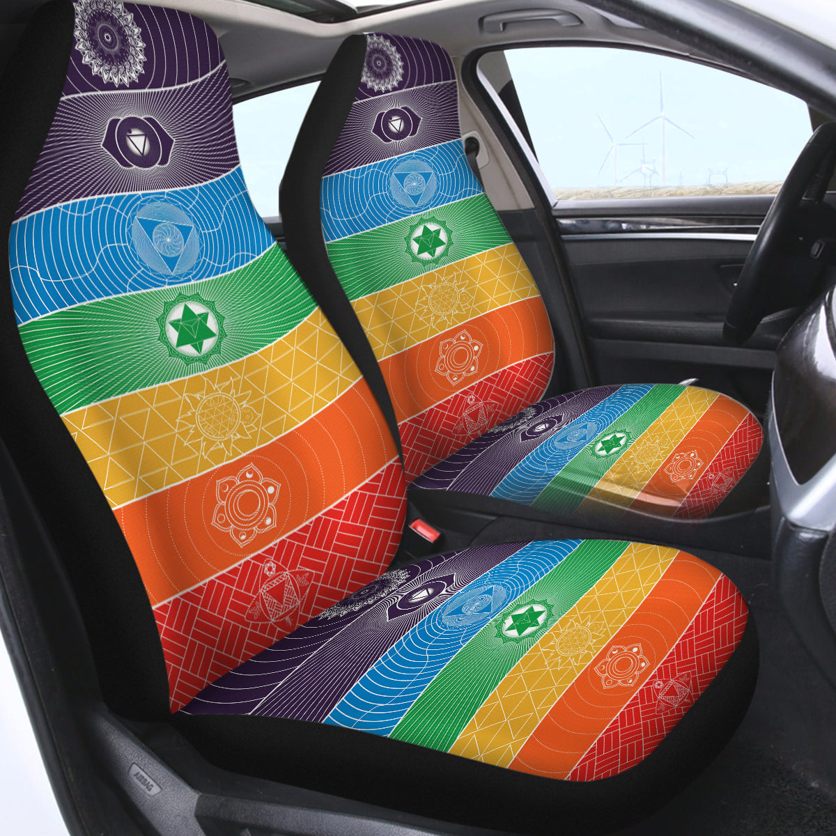 Chakra Yoga Car Seat Cover - Premium Spiritual Meditation Car Accessory for Stress Relief & Comfort - Perfect for Yoga Lovers, Commuters & Road Trips