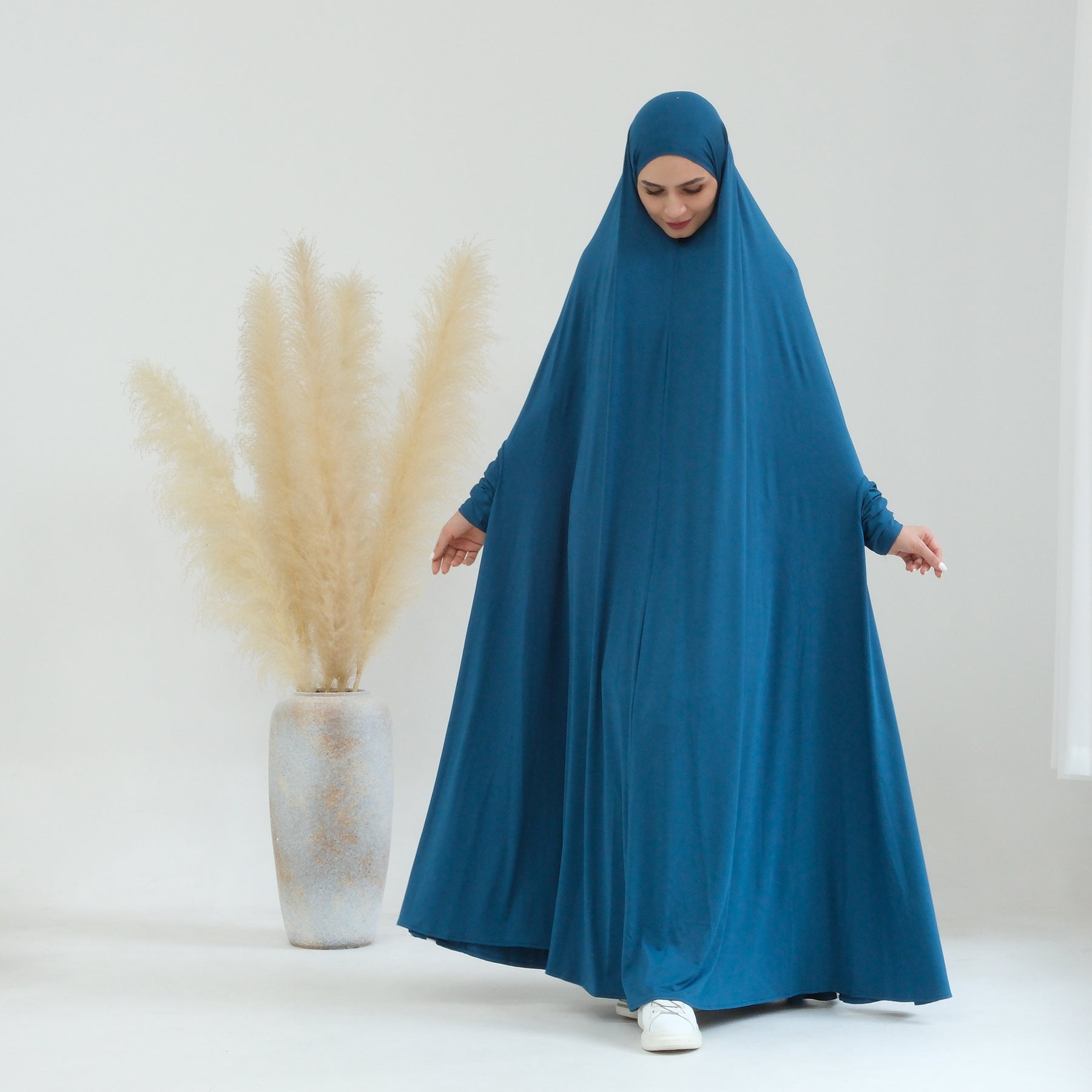 Awra Cape Hijab Combo - Duck Blue Color - Modest Muslim Women's Prayer Shawl & Scarf Set - Perfect for Daily Wear, Prayer, and Special Occasions
