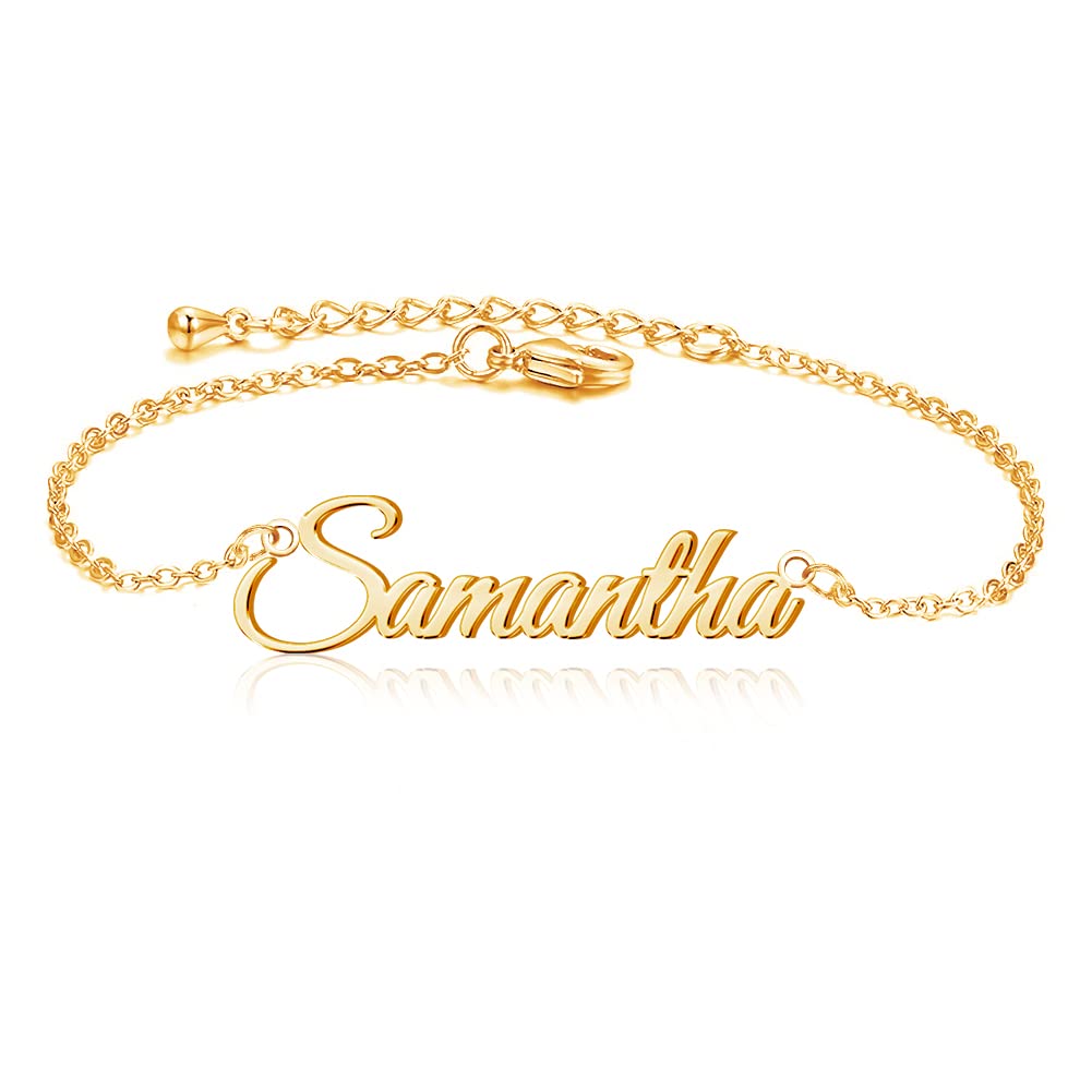 Personalized Adjustable Name Ankle Bracelets for Women & Teen Girls - Custom Layered Initial Birthstone Link Anklets Jewelry for Beach, Vacation & Everyday Wear