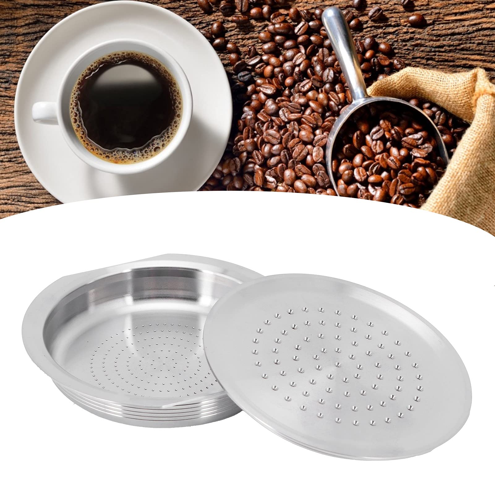 Stainless Steel Reusable Coffee Capsule & Pod Holder Filter Set with Spoon - Compatible with Senseo HD7801 - Eco-Friendly & Durable for Home Brewing, Office Use, and Camping Coffee Making