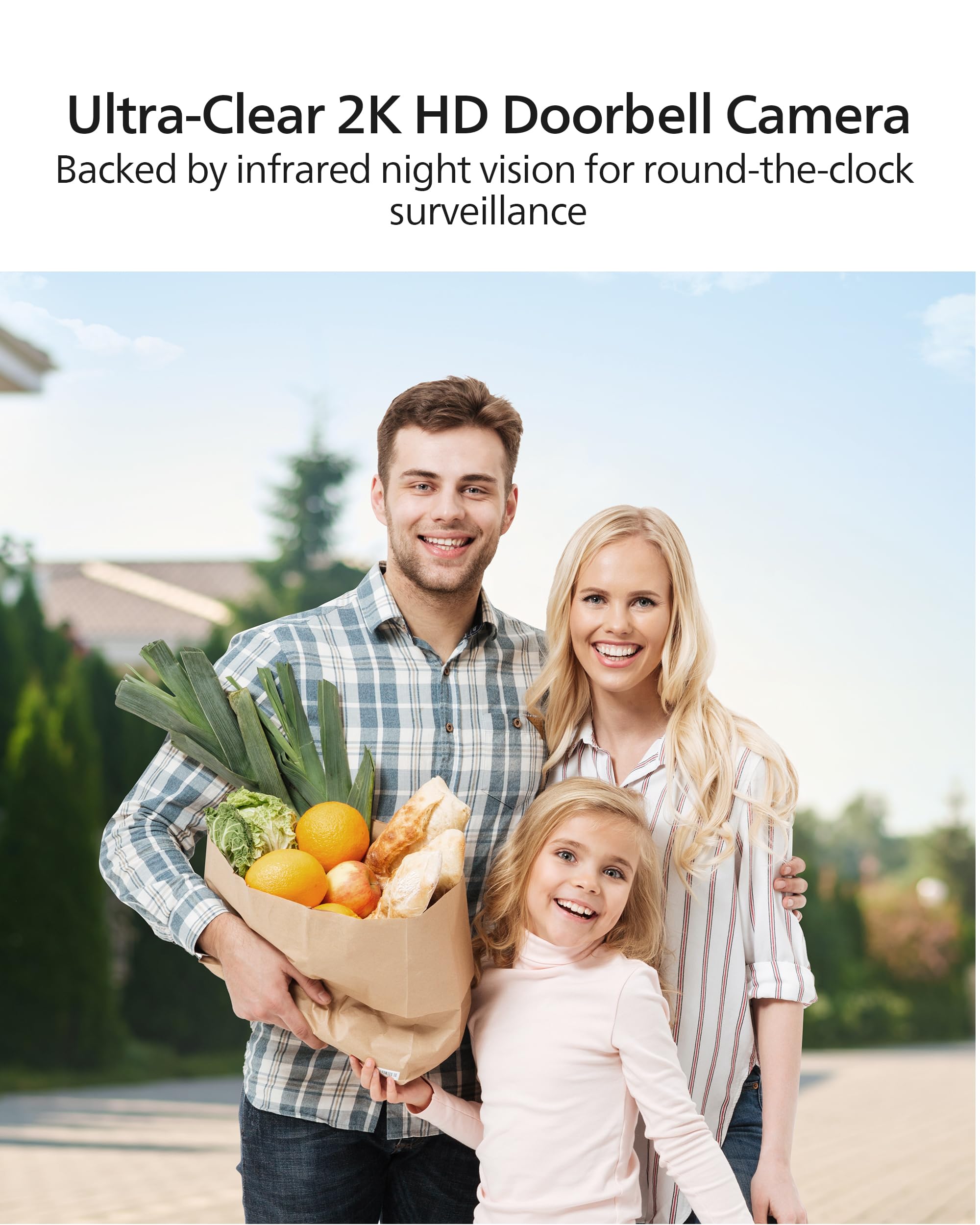 PHILIPS Wireless Video Doorbell Camera with Chime - No Monthly Fee, 2K FHD Dual Cameras, Motion Detection, 2-Way Audio, Alexa & Google Assistant Compatible, Battery/Wired Power - Ideal for Home Security & Smart Home Integration