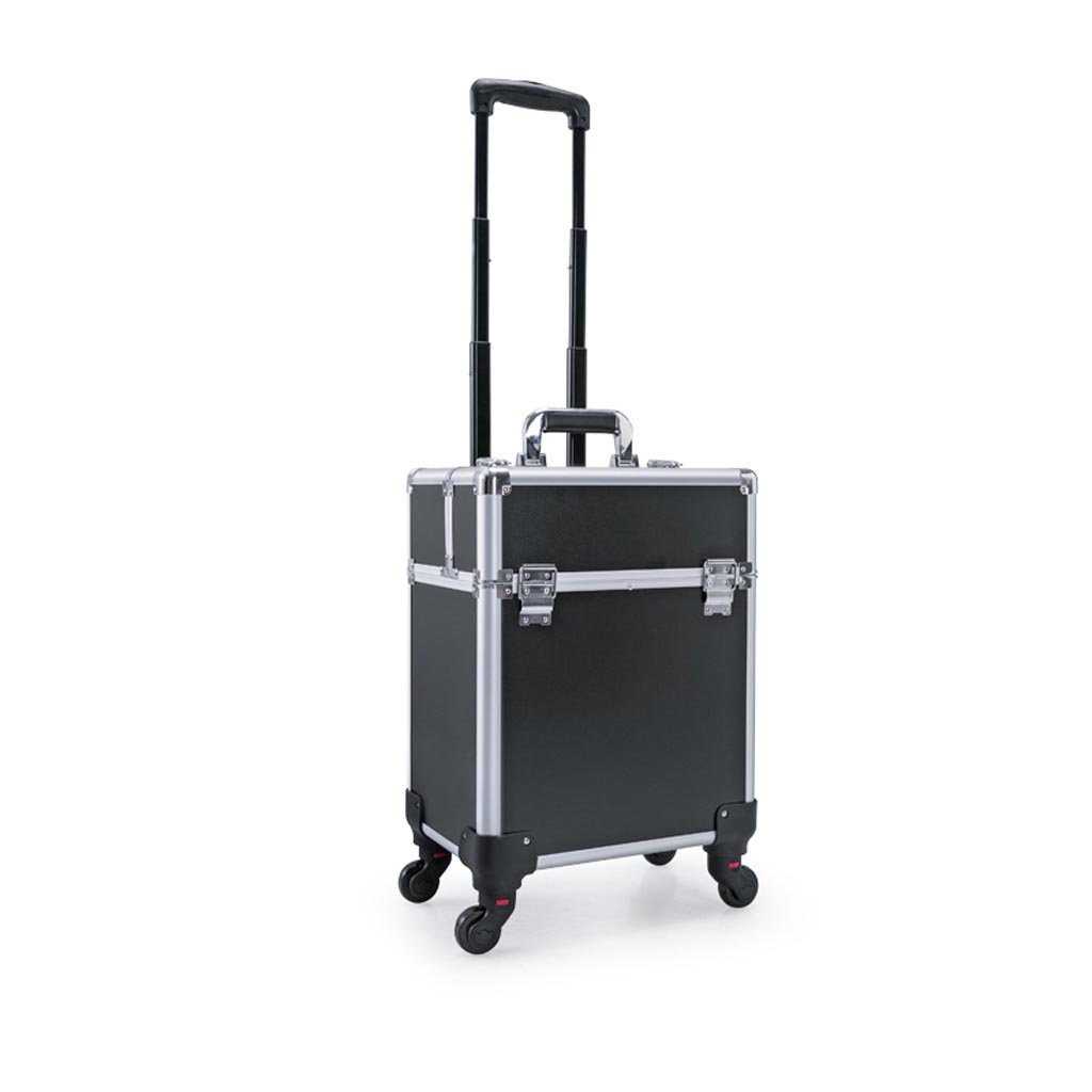 MERTNK 2-in-1 Rolling Makeup Storage Cart & Travel Case - Black Cosmetic Organizer on Wheels for Beauty Professionals & Home Use - Perfect for Salon, Makeup Artists, and Travel Organization