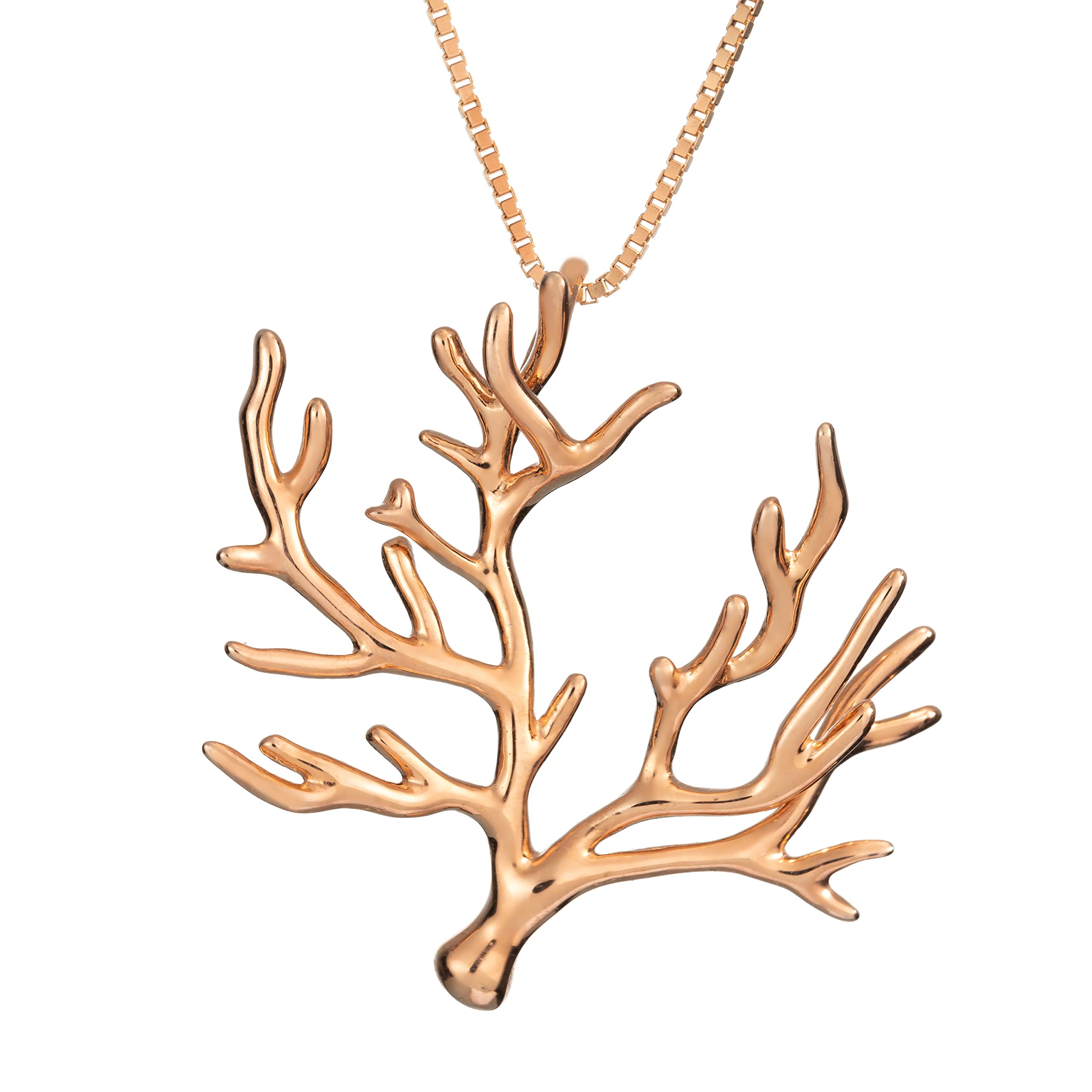 925 Sterling Silver Ocean Coral Branch Tree Pendant Necklace with 18