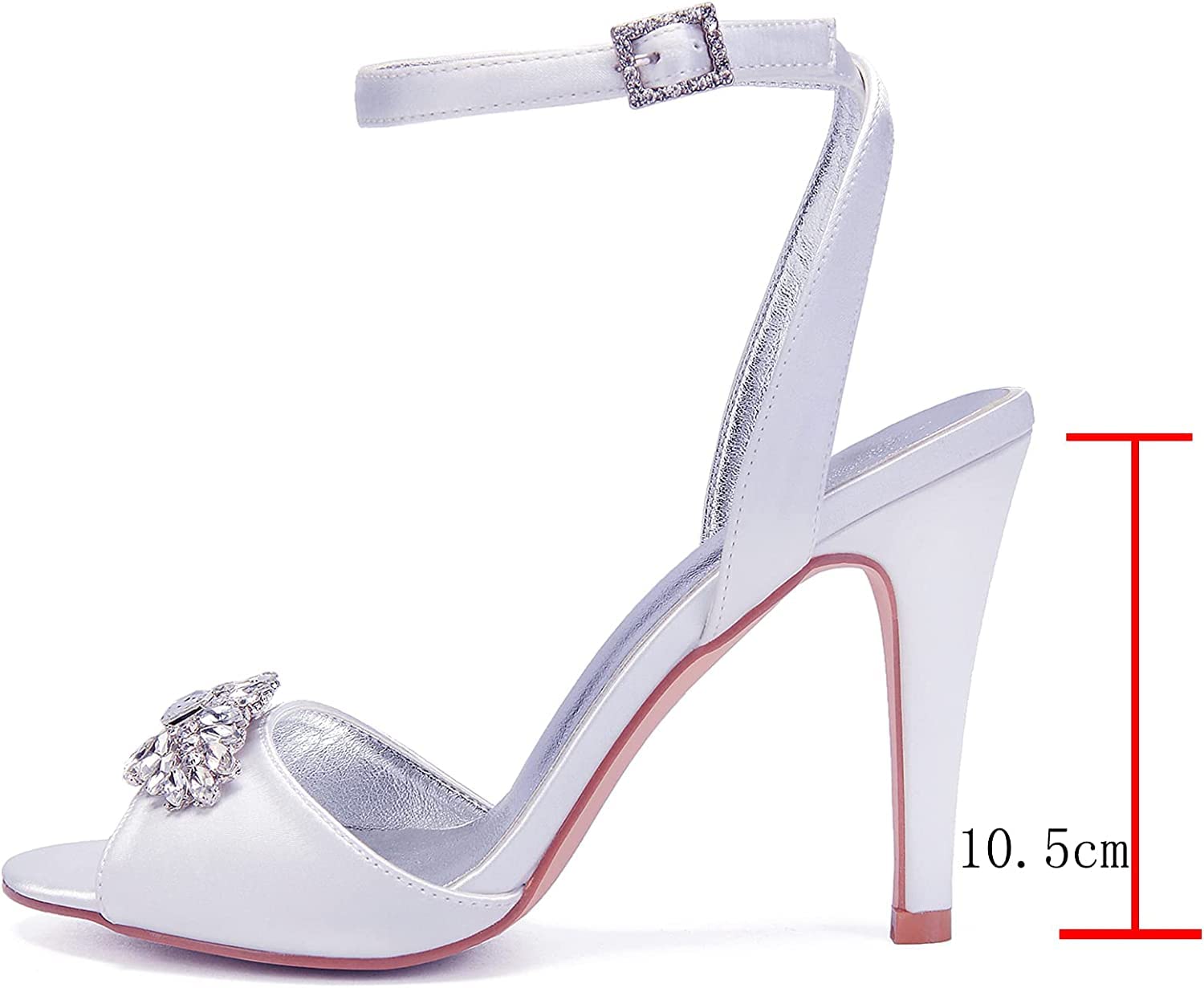Elegant Women's Rhinestone Stiletto Heel Sandals - Pointed Toe Satin Wedding Shoes for Brides, Evening Parties & Special Occasions (Wine Red, Size 9 UK) - Perfect for Summer Weddings, Prom Nights & Formal Events