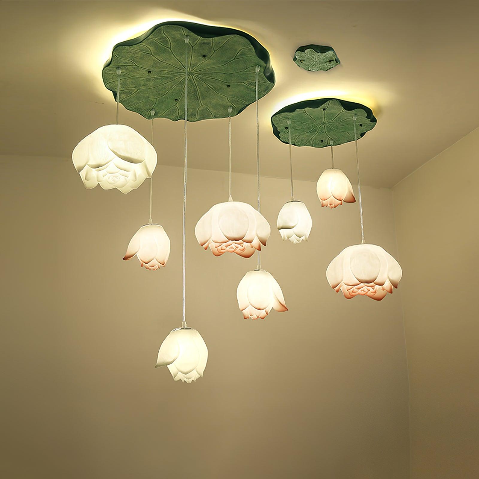 Elegant Lotus Flower Chandelier - Modern Crystal Ceiling Light Fixture for Living Room, Bedroom & Dining Room Decor | Perfect for Home, Wedding & Luxury Interior Design
