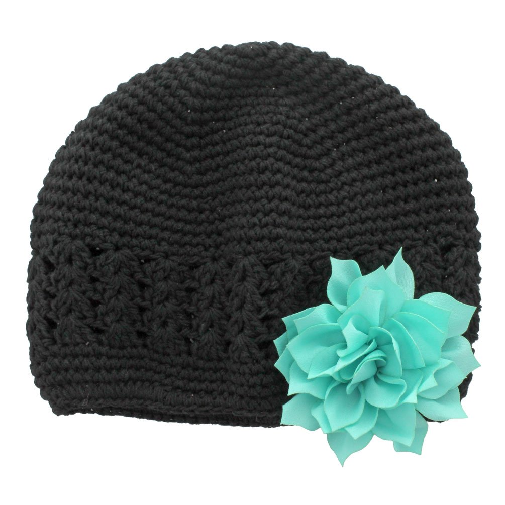 Lello Infant Baby Girl's Crochet Beanie Hat with Flower - Soft Cotton Winter Hat for Newborn Toddler - Perfect for Photoshoots, Holidays & Outdoor Activities