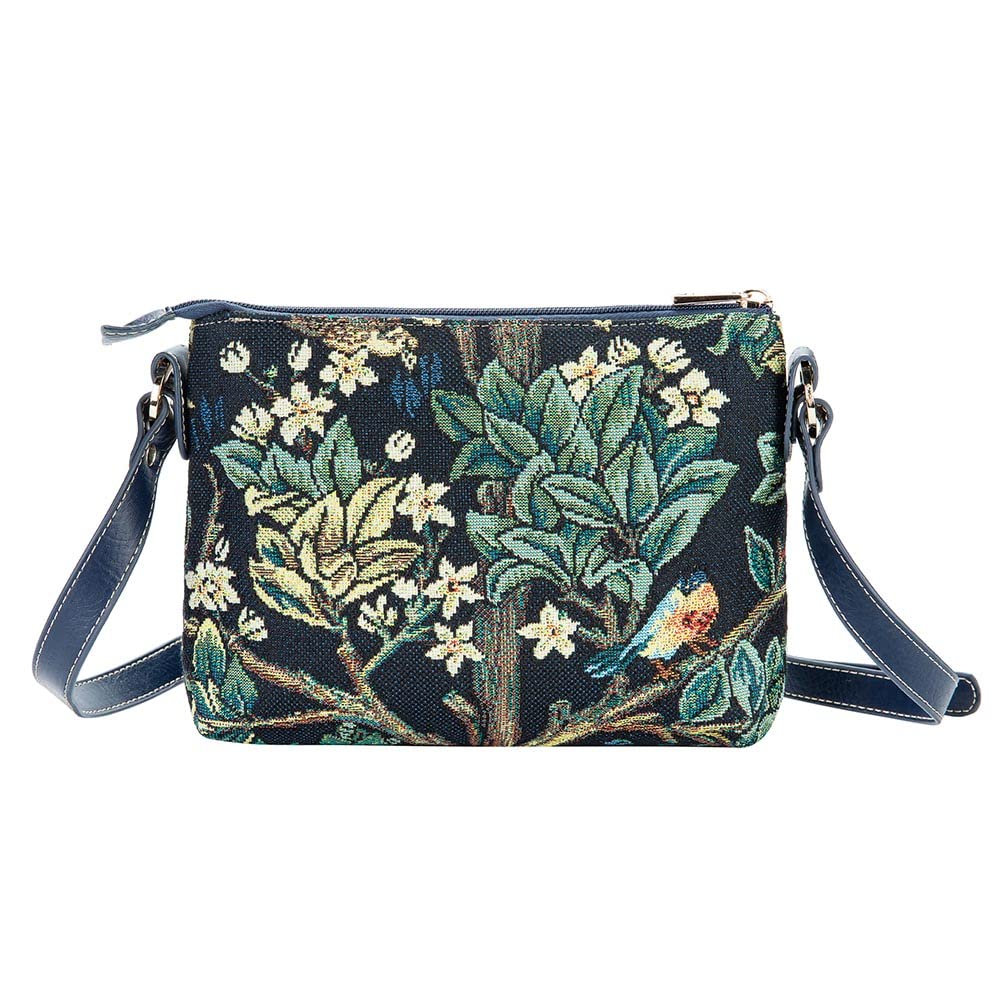 Signare William Morris Tree of Life Blue Tapestry Tote Bag, Crossbody Purse & Makeup Pouch Set for Women - Perfect for Travel, Beach & Everyday Use