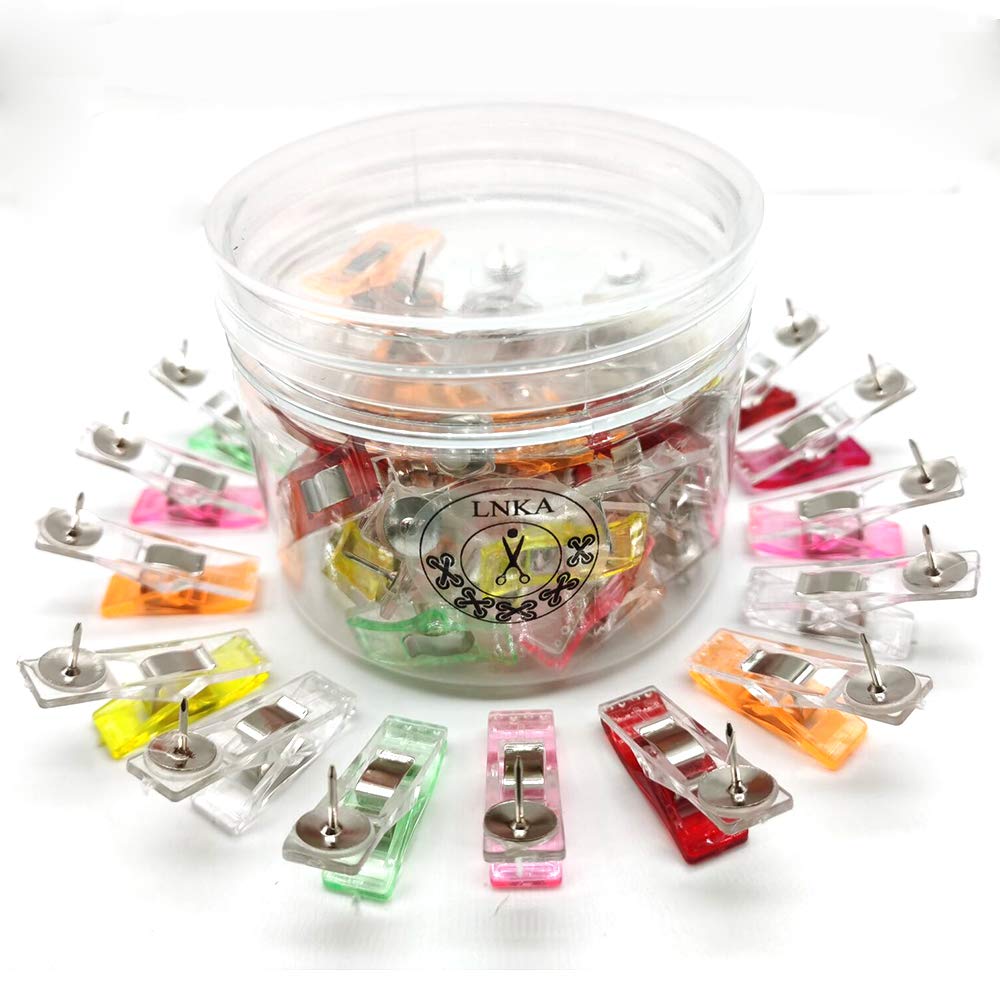 50-Piece Multipurpose Plastic Quilting Clips with Push Pins - Fabric Binding, Sewing, Knitting & Craft Clips - Assorted Colors - Perfect for DIY Projects, Scrapbooking & Home Organization