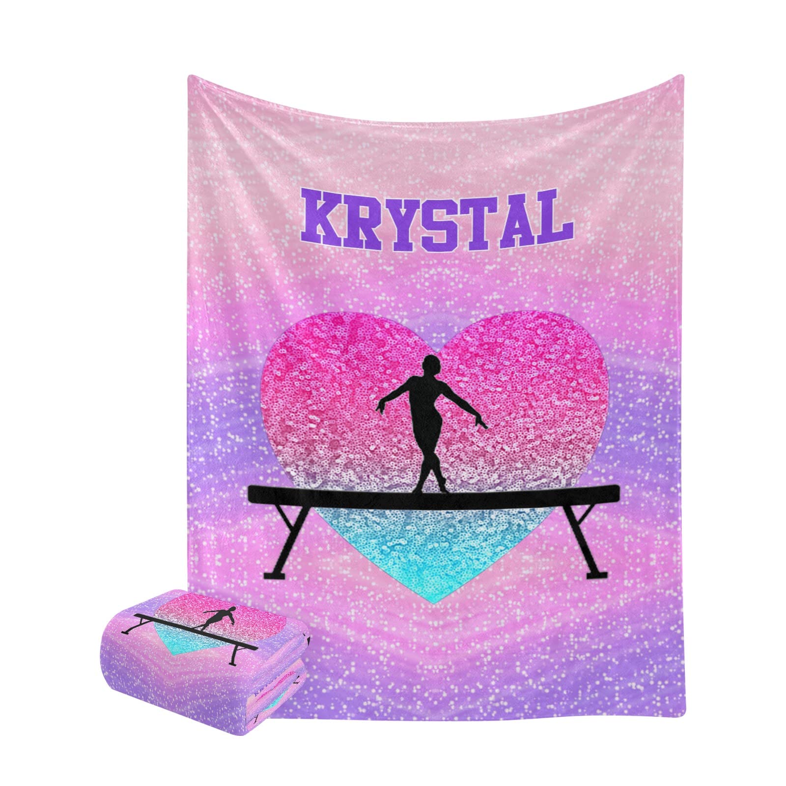Personalized Love Heart Gymnastics Blanket for Girls - 50