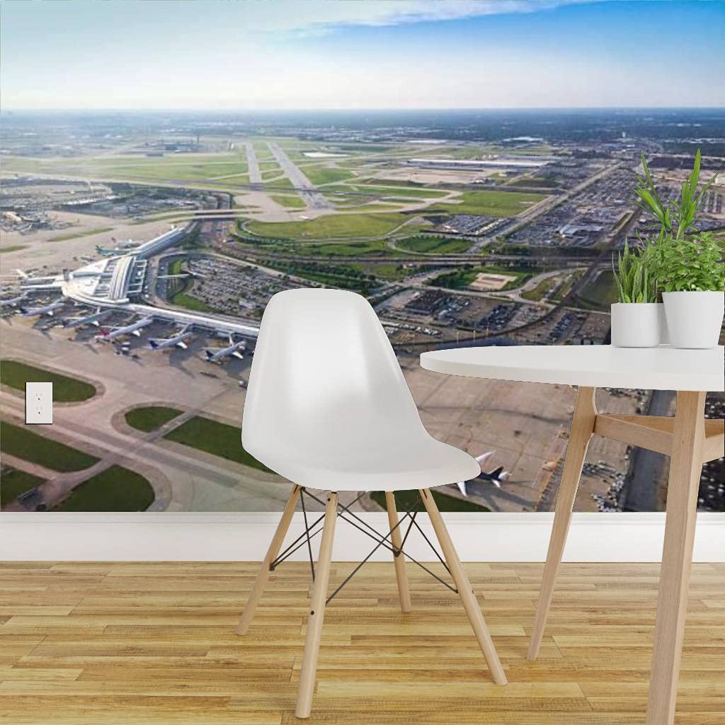Airport Themed Peel and Stick Wallpaper - Self-Adhesive Removable Vinyl Wall Mural for Home Decor | Perfect for Kids' Rooms, Living Rooms & Offices