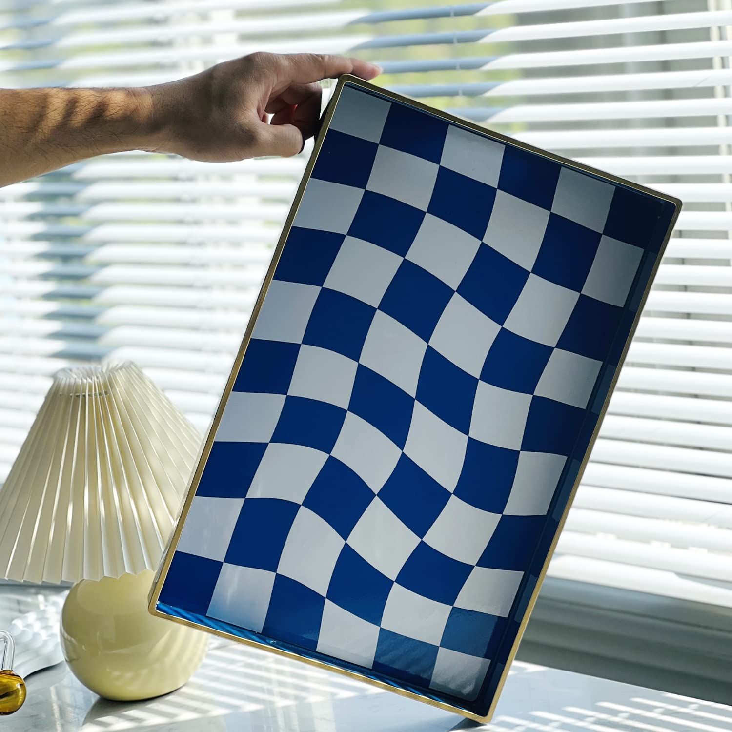 Zosenley Marble Pattern Plastic Tray with Handles - 15.6