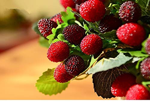 9 Heads Artificial Strawberry Silk Fruit Decoration - Realistic Fake Strawberries for Home Decor, Wedding Centerpieces, and Photo Props (Red, 1pc)