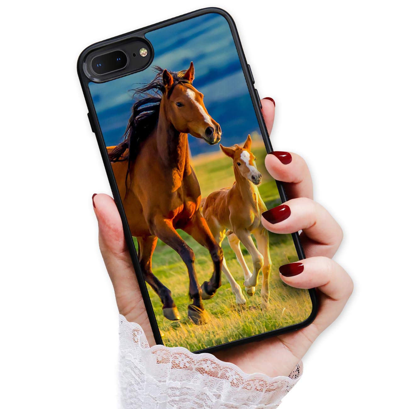Durable Soft Protective Phone Case for iPhone 8, iPhone 7, iPhone SE 2 (2020) - Horse Pony Design - Shockproof Slim Cover for Everyday Use & Outdoor Activities