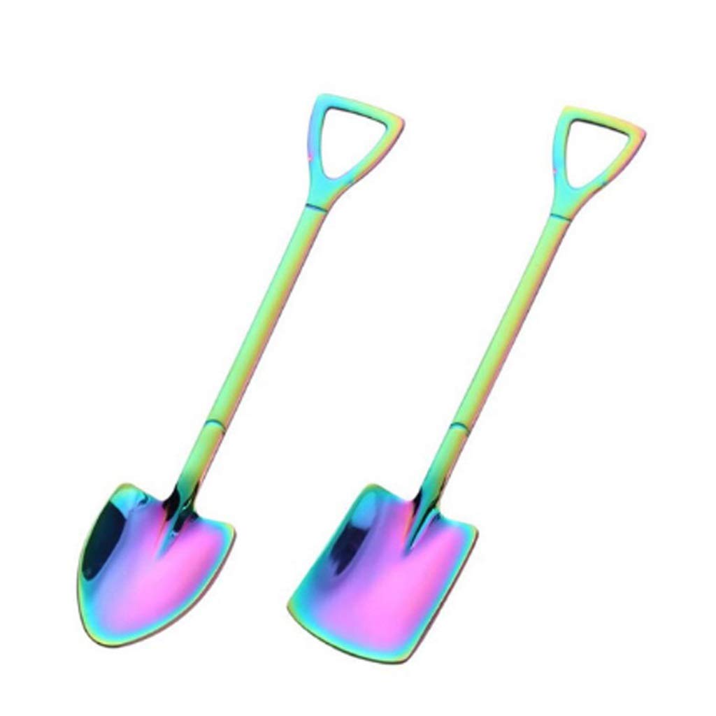2-Piece Stainless Steel Shovel Spoon Set - Retro Coffee & Ice Cream Scoop - Durable Kitchen Utensils for Baking, Desserts, and Coffee Shops (Color A)