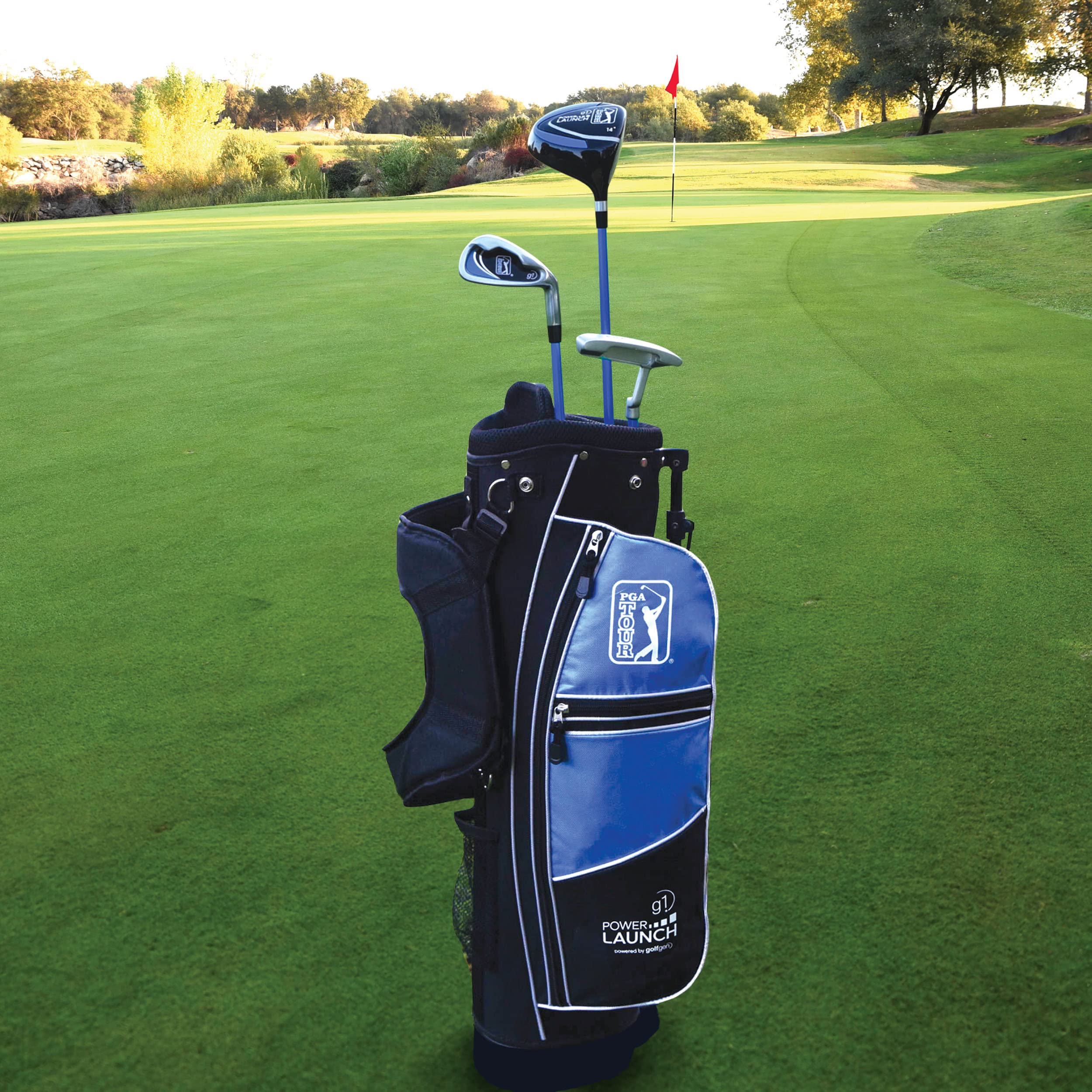 **PGA TOUR Youth Golf Club Set for Kids Ages 8-12 & 12+ – Right & Left Handed Junior Golf Clubs with Lightweight Stand Bag, Mallet Putter, Hybrid & Driver – Perfect for Beginners, Practice & Junior Golf Tournaments**