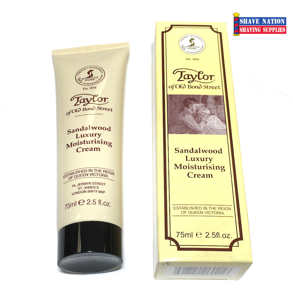 Taylor of Old Bond Street Sandalwood Luxury Moisturising Cream for Men - Premium Shaving & Beard Care - Hydrating & Nourishing Formula for Smooth Skin & Facial Hair - Ideal for Daily Grooming Routine & After Shave Care