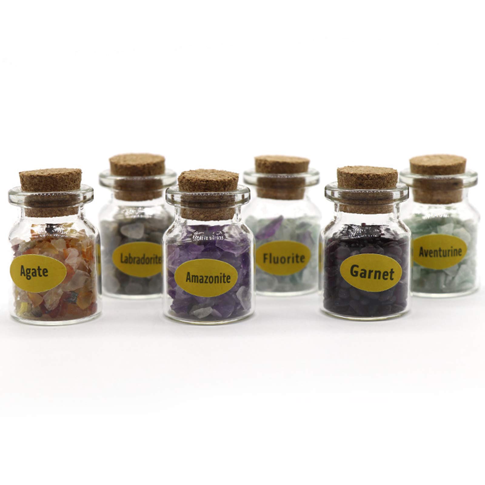 YOPOTIKA 10pcs Gemstone Wishing Bottles - Tumbled Crystal Healing Stones Set for Jewelry Making, DIY Crafts, Meditation & Home Decor - Assorted Natural Crystals for Positive Energy & Spiritual Gifts