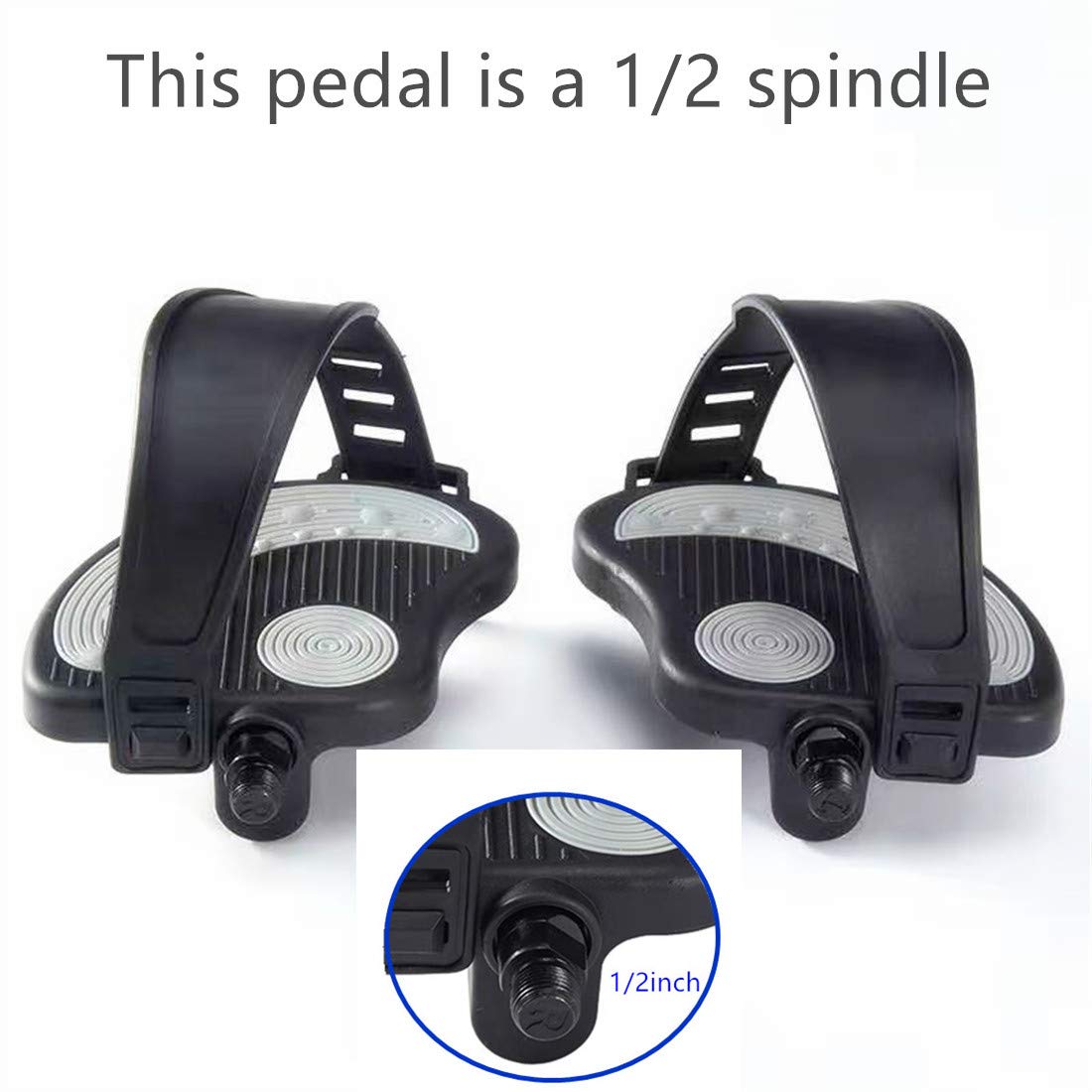 YBEKI Exercise Bike Pedals with Adjustable Straps - Compatible with Spin Bikes & Indoor Stationary Bikes - Non-Slip Design for Safe Workouts - 6 Month Warranty - Perfect for Home Gym, Cycling Training & Cardio Fitness