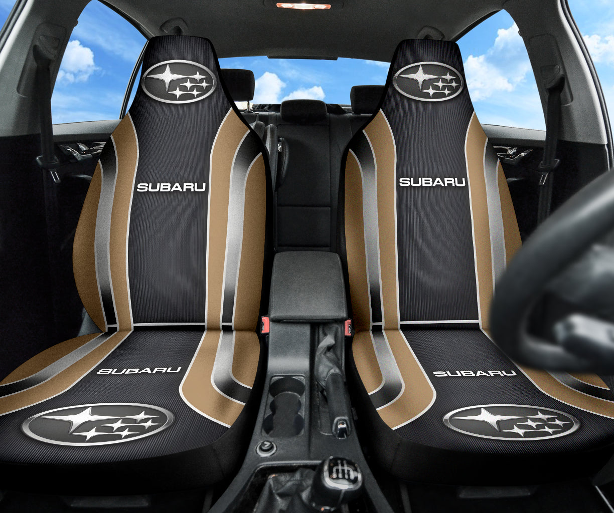 Premium Beige Subaru Car Seat Covers - Universal Fit for Most Subaru Models - Waterproof & Comfortable for Daily Commute, Road Trips & Outdoor Adventures