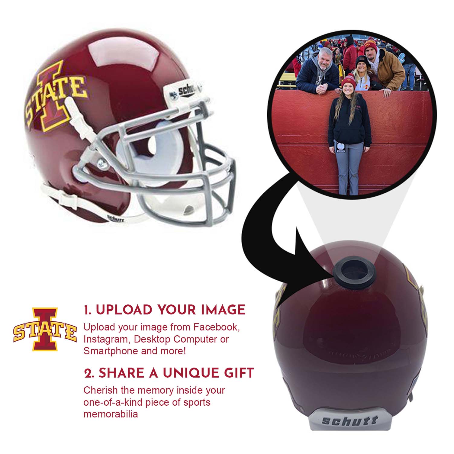 Iowa State Cyclones College Football Collectible Mini Helmet with Display Stand - Perfect for Fans, Memorabilia Collectors, and Home Office Decor