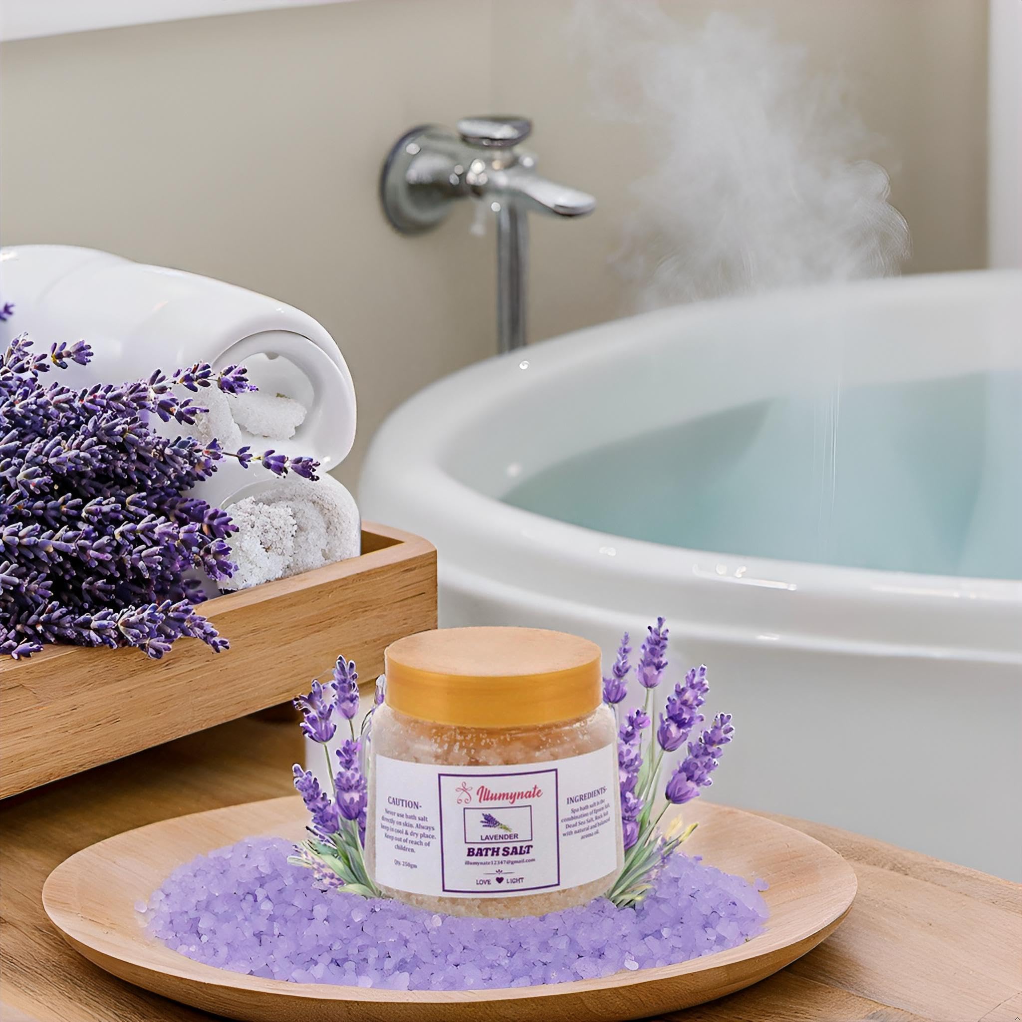100% Pure Natural Lavender Bath Salt for Body & Foot Spa - Relaxing Muscle Pain Relief & Aromatherapy - 250g | Perfect for Stress Relief, Self-Care Nights & Spa Treatments at Home