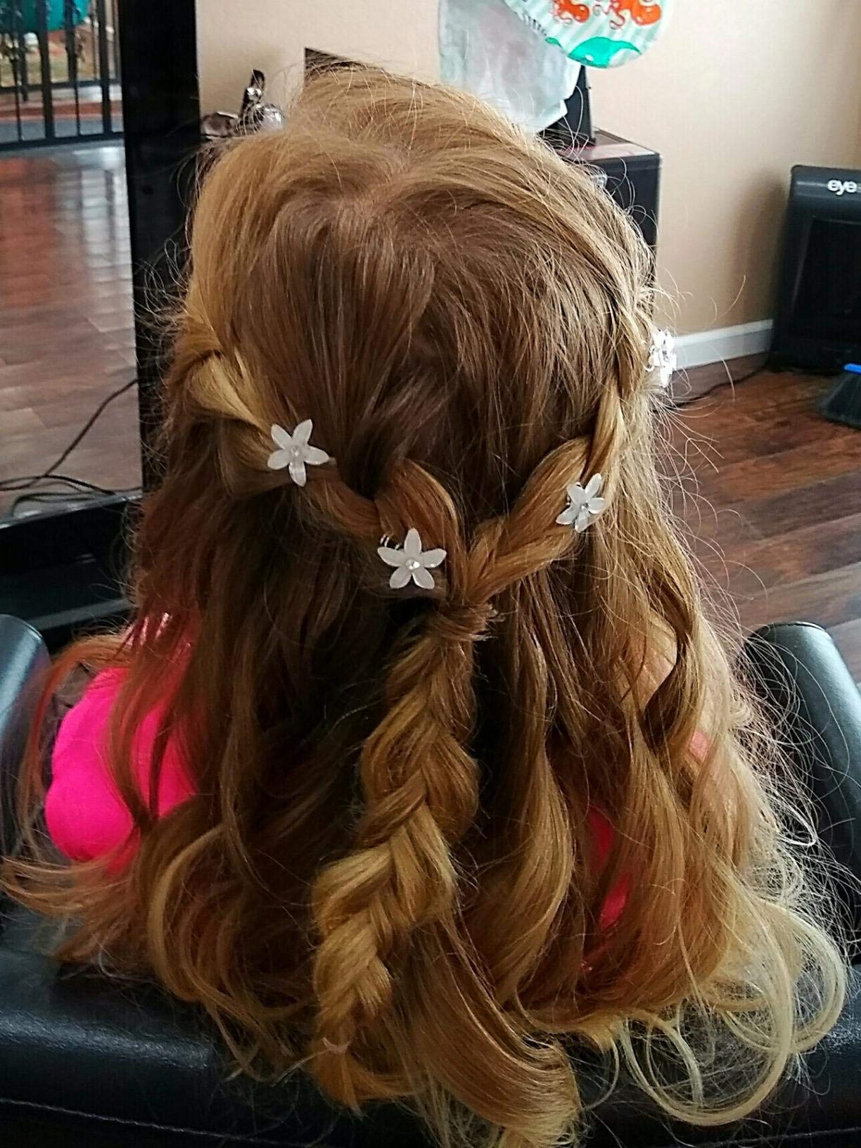 White Flower Hair Pins Twister Coil Set of 8 - Elegant Hair Accessories for Weddings, Parties, and Everyday Styling