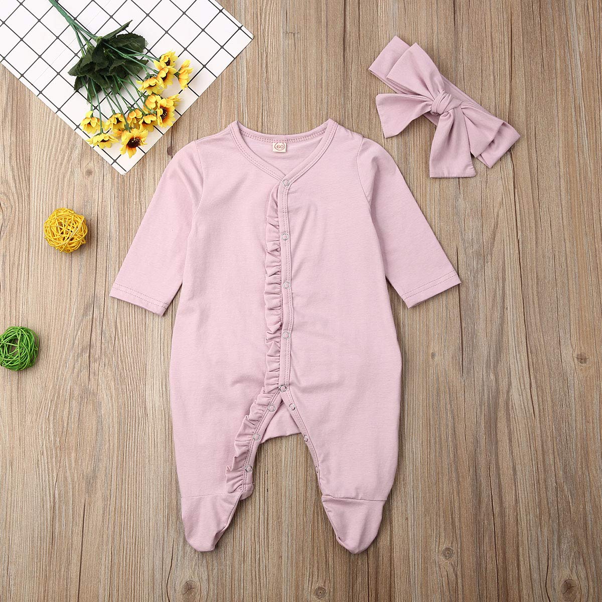 Newborn Baby Girl & Boy Ribbed Ruffle Footed Romper Onesie - Soft Zipper Jumpsuit for Fall & Winter Outfits | Perfect for Playtime, Photo Shoots & Daily Wear