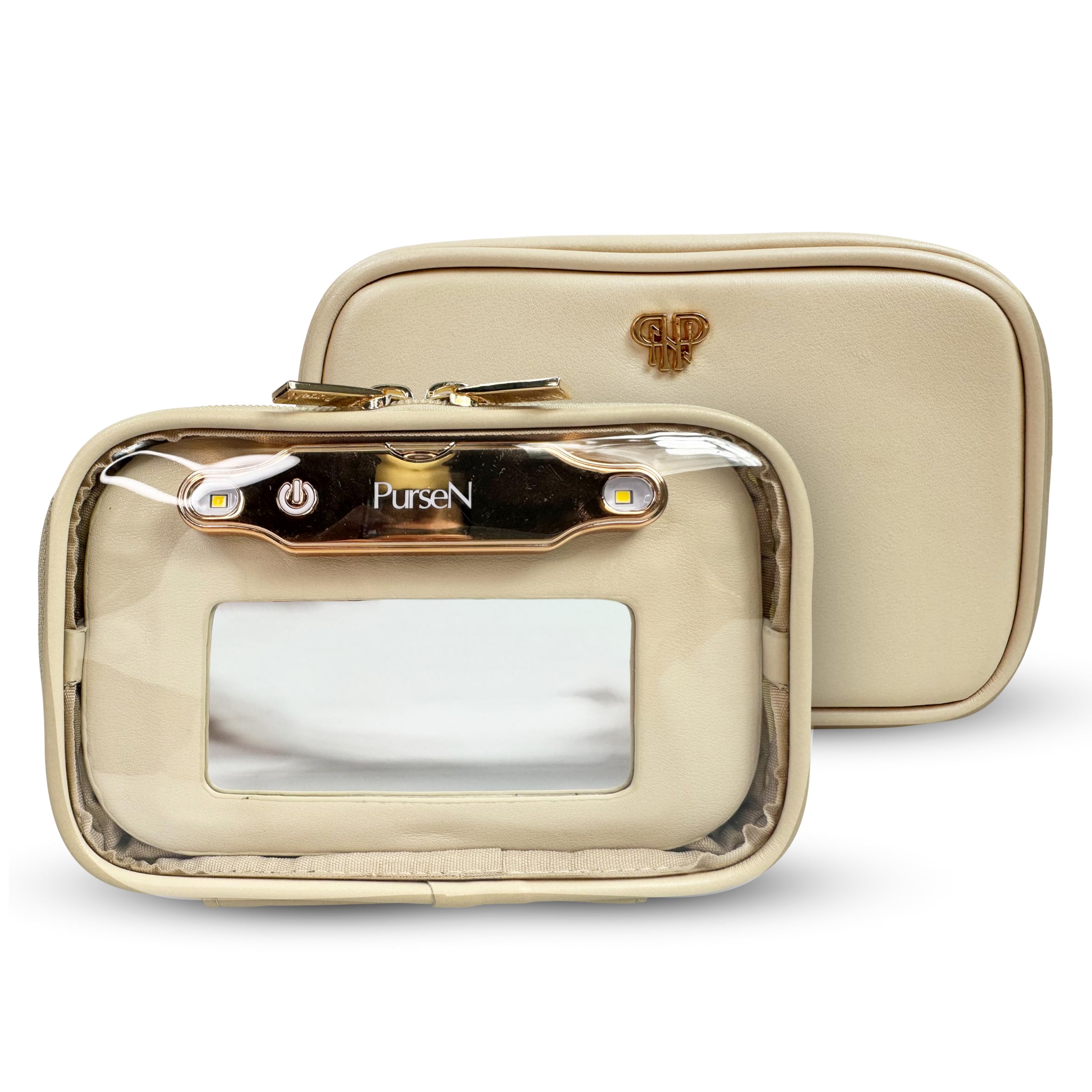 LITTMINI Lighted Mirror Makeup Bag - Vegan Leather Travel Organizer for Everyday Essentials