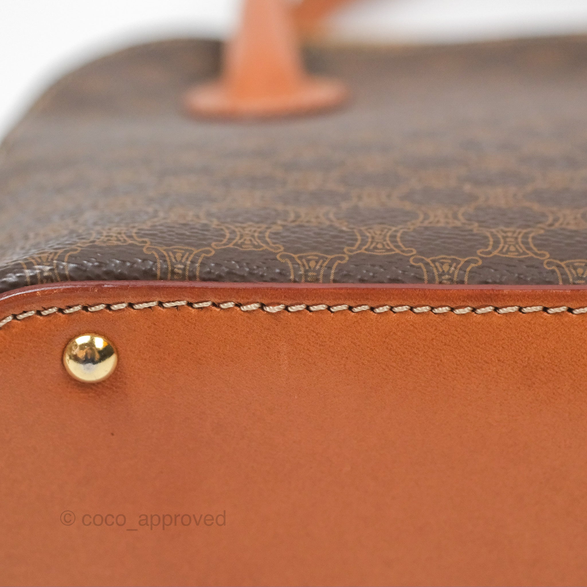 Vintage Celine Macadam Top Handle Handbag in Tan Brown - Perfect for Work, Travel & Everyday Elegance