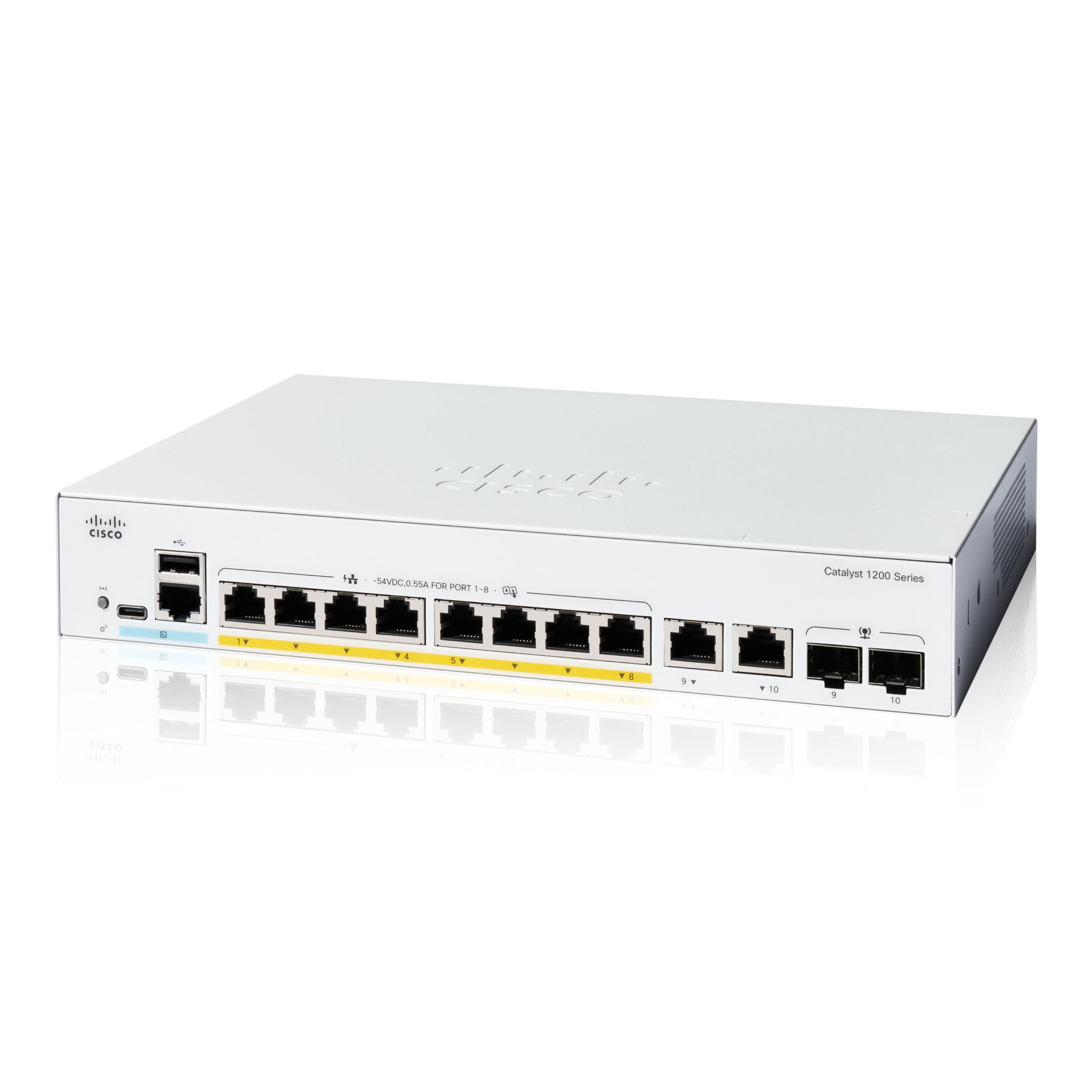 Cisco Catalyst 1200-8FP-2G 8-Port Gigabit Smart Switch with Full PoE & 2x1GE Combo Ports - Limited Lifetime Protection - Ideal for Small Business Networks & Home Office Setup (C1200-8FP-2G)