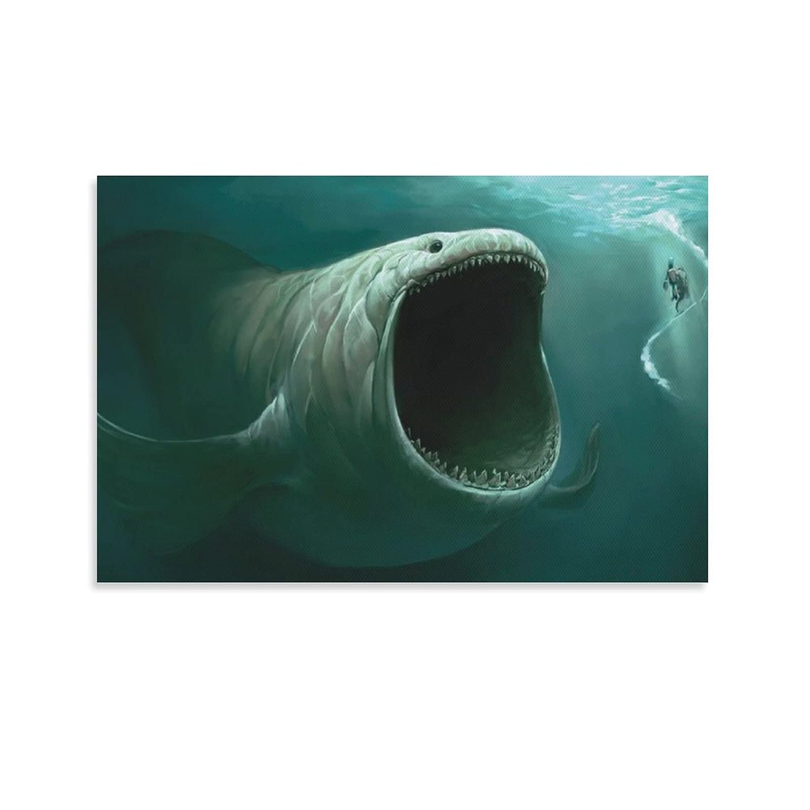 Great White Shark Wall Art Canvas - Deep Sea Animal Art Print for Living Room Decor | Stunning Ocean-Themed Wall Decoration & Abstract Poster | Perfect for Home, Office, or Beach House Interior Design