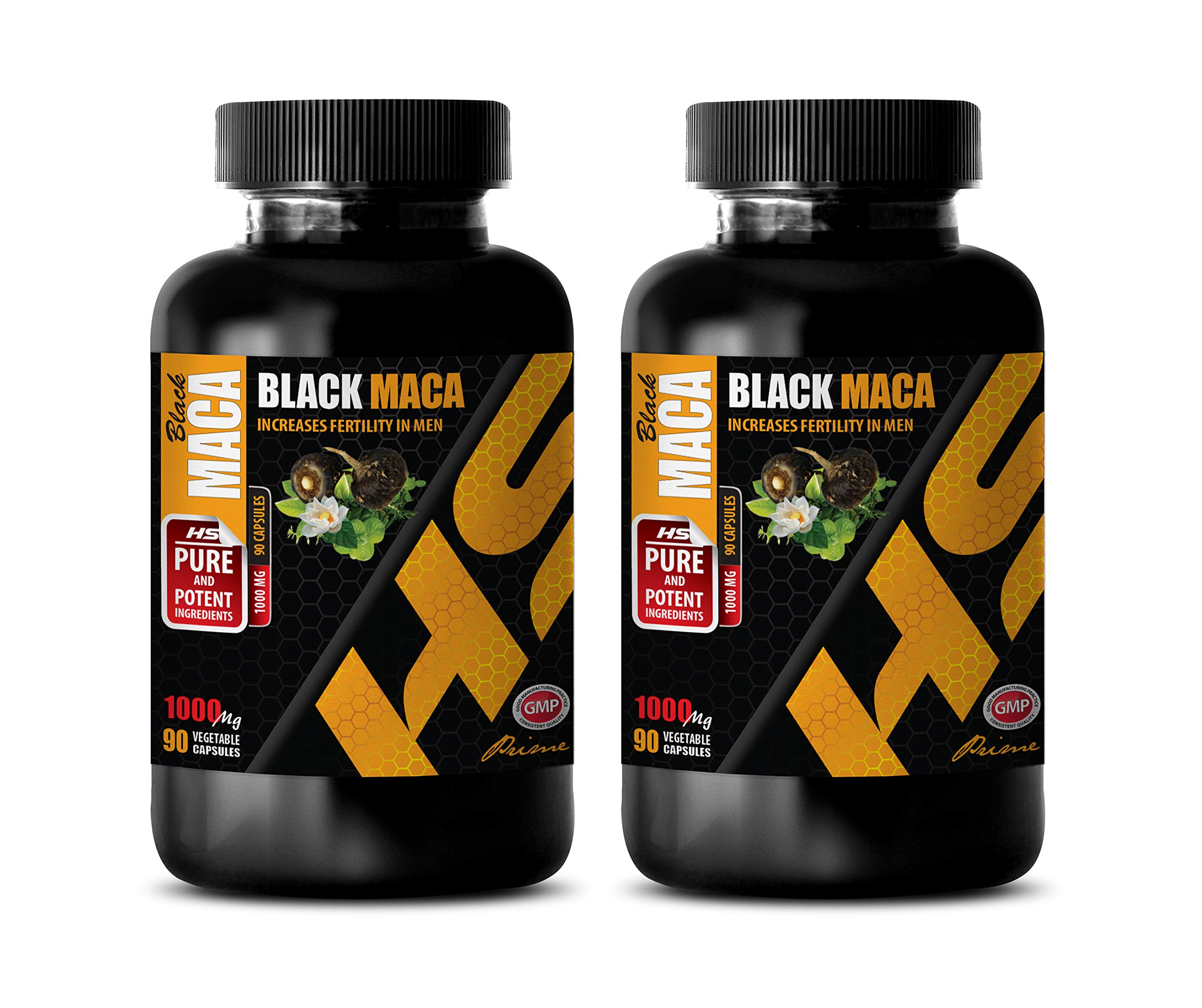 Premium Black Maca Root 1000mg Capsules - Maximum Strength Energy & Mood Booster Supplement - 180 Capsules (2 Bottles) - Natural Stamina Enhancer for Workout, Focus & Daily Vitality