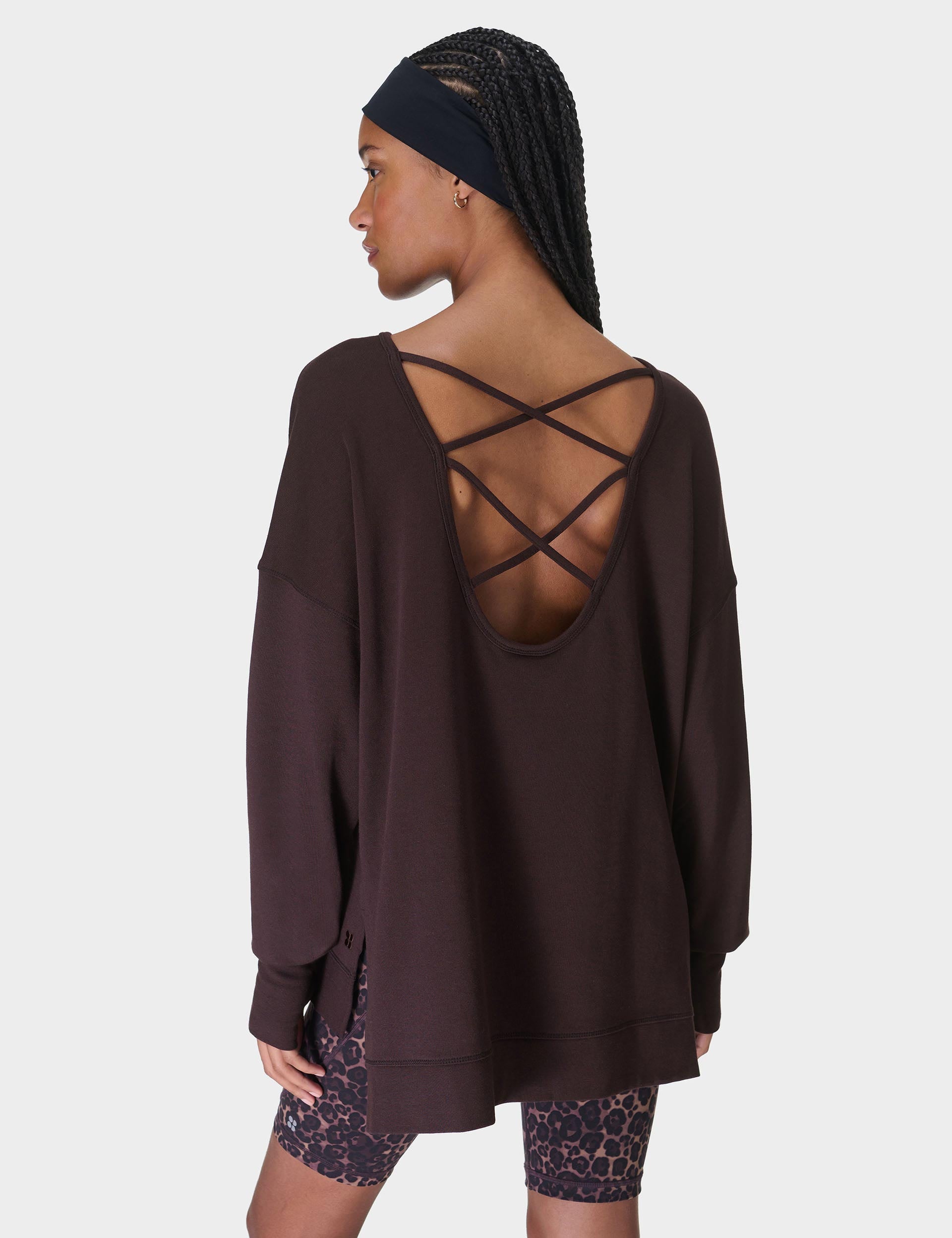 After Class Cross Back Sweatshirt for Women - Soft & Comfortable Pullover Hoodie in Sable Brown | Perfect for Casual Wear, Lounge, and College Campus Outfits