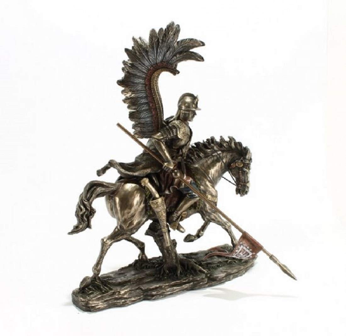 Polish Hussar Knight in Full Armor with Sabre Sword - 12.6 Inch Collectible Figurine | Medieval Decor, Gift for History Enthusiasts