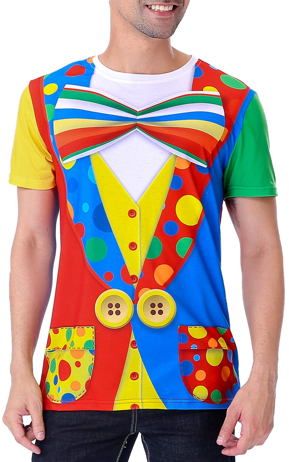 Funny Clown Graphic T-Shirt for Men - Short Sleeve Circus Costume Tee - Perfect for Halloween, Cosplay, and Comedy Events