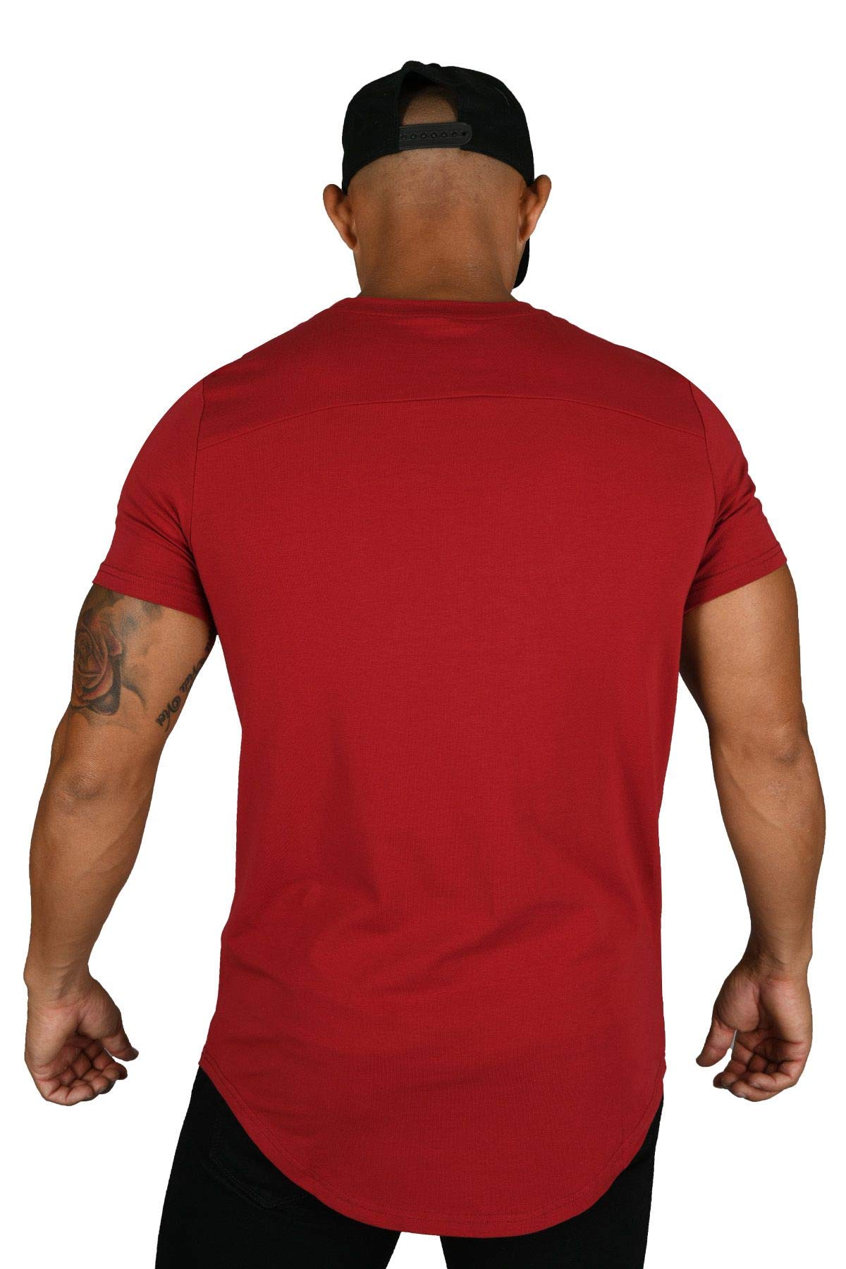 YoungLA Men's Slim Fit Long Drop Cut T-Shirt - Workout & Gym Essential - Moisture Wicking Breathable Fabric for Training, Running & Casual Wear