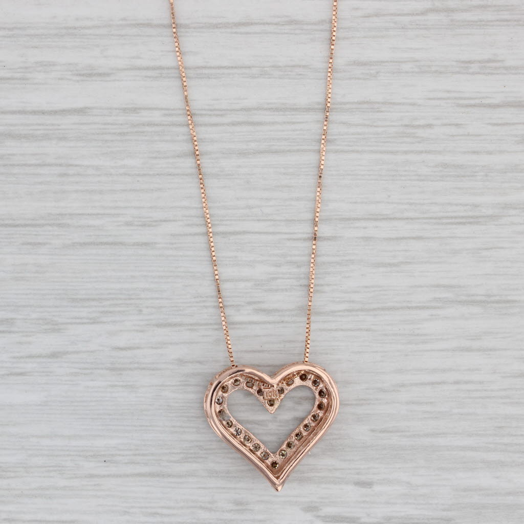 0.47ctw Champagne Diamond Heart Pendant Necklace - 10k Rose Gold 19