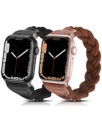Stretchy Braided Solo Loop Band for Apple Watch 38mm 40mm 41mm 42mm 44mm 45mm 49mm - Soft Elastic Woven Bracelet Compatible with iWatch Series 8/7/6/5/4/3/2/1 & SE - Perfect for Workouts, Running & Everyday Wear