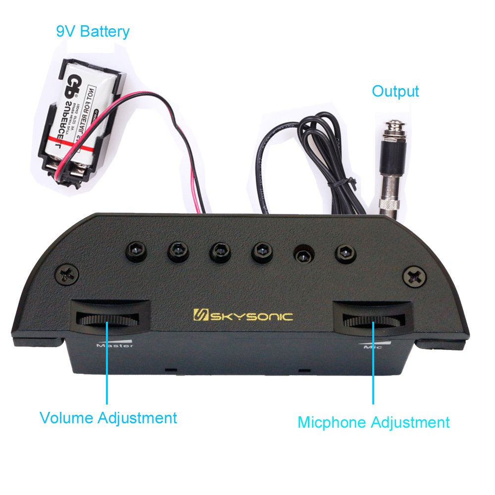 Skysonic T-903 Active Acoustic Guitar Pickup with Humbucker & Microphone - Clear Sound, Tone & Volume Control - Perfect for Live Performances & Studio Recording