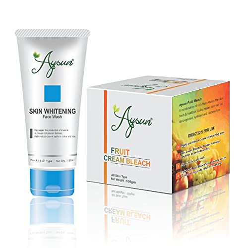 Aysun Skin Whitening Face Wash & Brightening Fruit Cream Combo Pack of 2 - Brighten & Even Skin Tone for Radiant Complexion | Daily Skincare Routine for Glowing Skin
